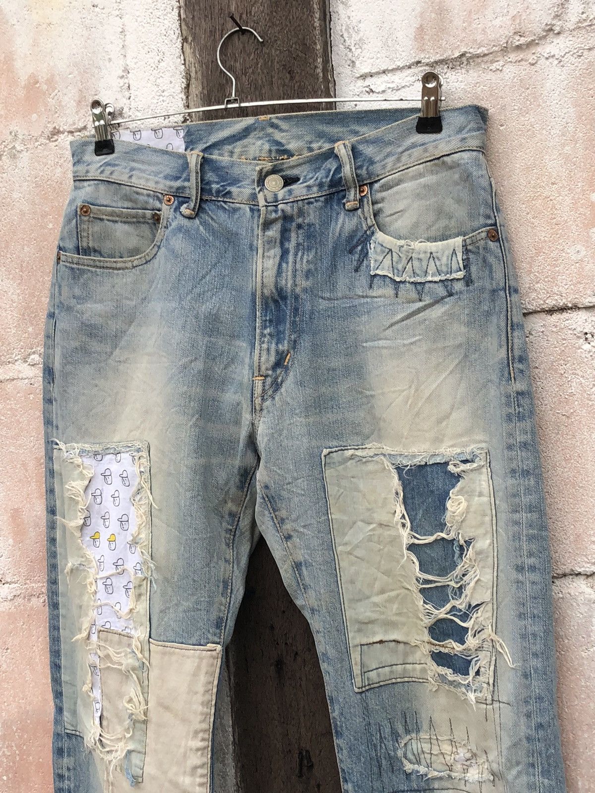 Blue Blue Japan × Japanese Brand Blue Blue Japan Iron HR Market Destress Denim Sun Faded Size US 33 - 4 Thumbnail