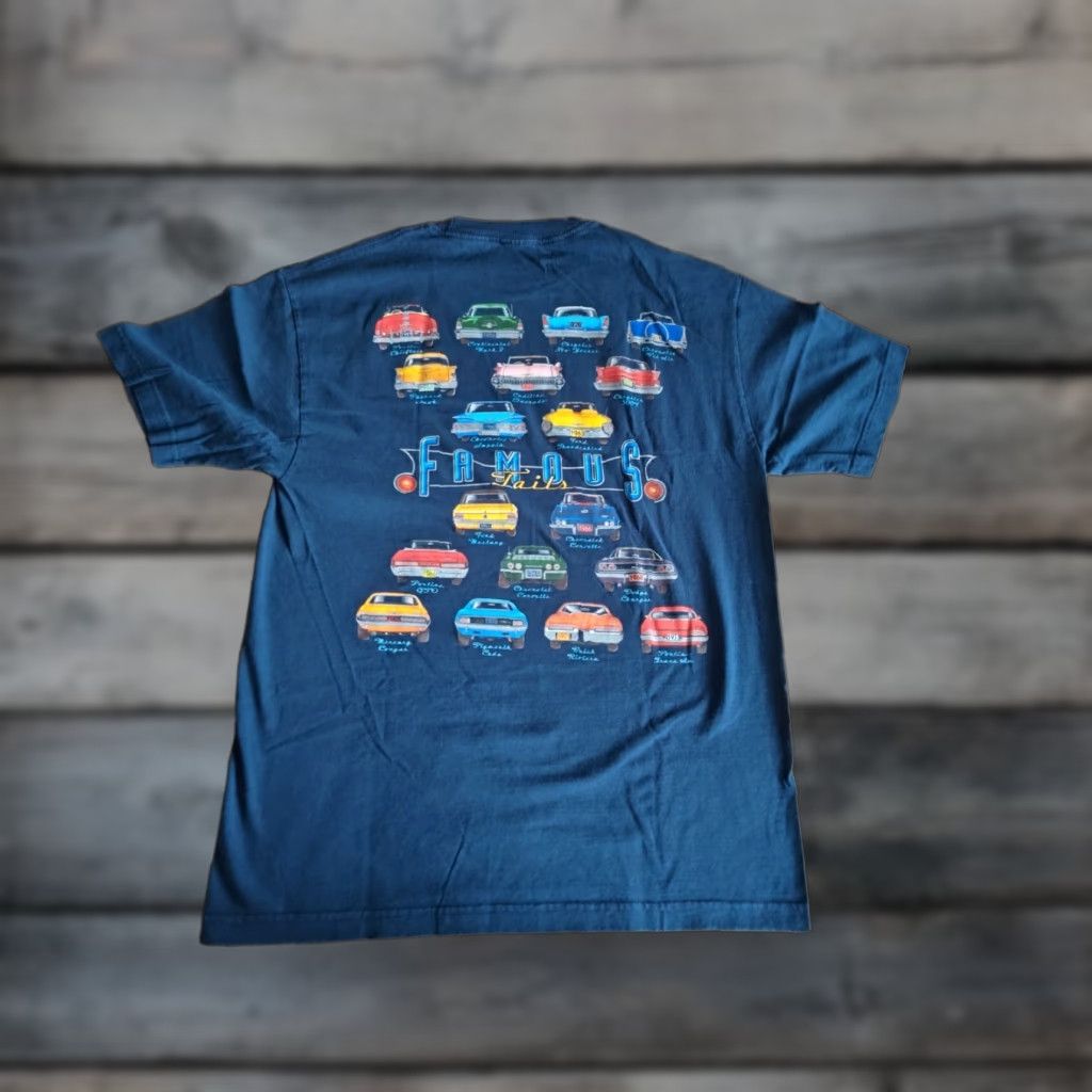 Vintage FAMOUS TRADITIONS Shirt Mens Large Blue Classic Cars Short Sleeve Cotton Tee Size US L / EU 52-54 / 3 - 1 Thumbnail