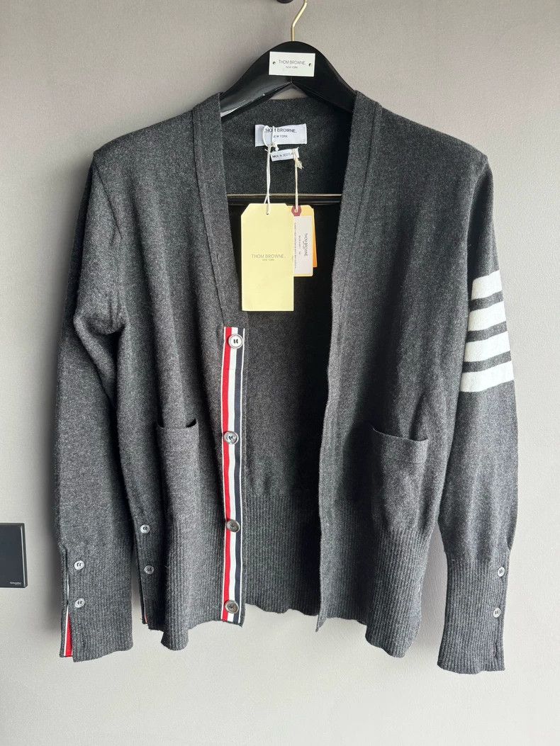 Thom Browne Classic Grey Cashmere Cardigan by Thom Browne-dmc Size US M / EU 48-50 / 2 - 1 Thumbnail