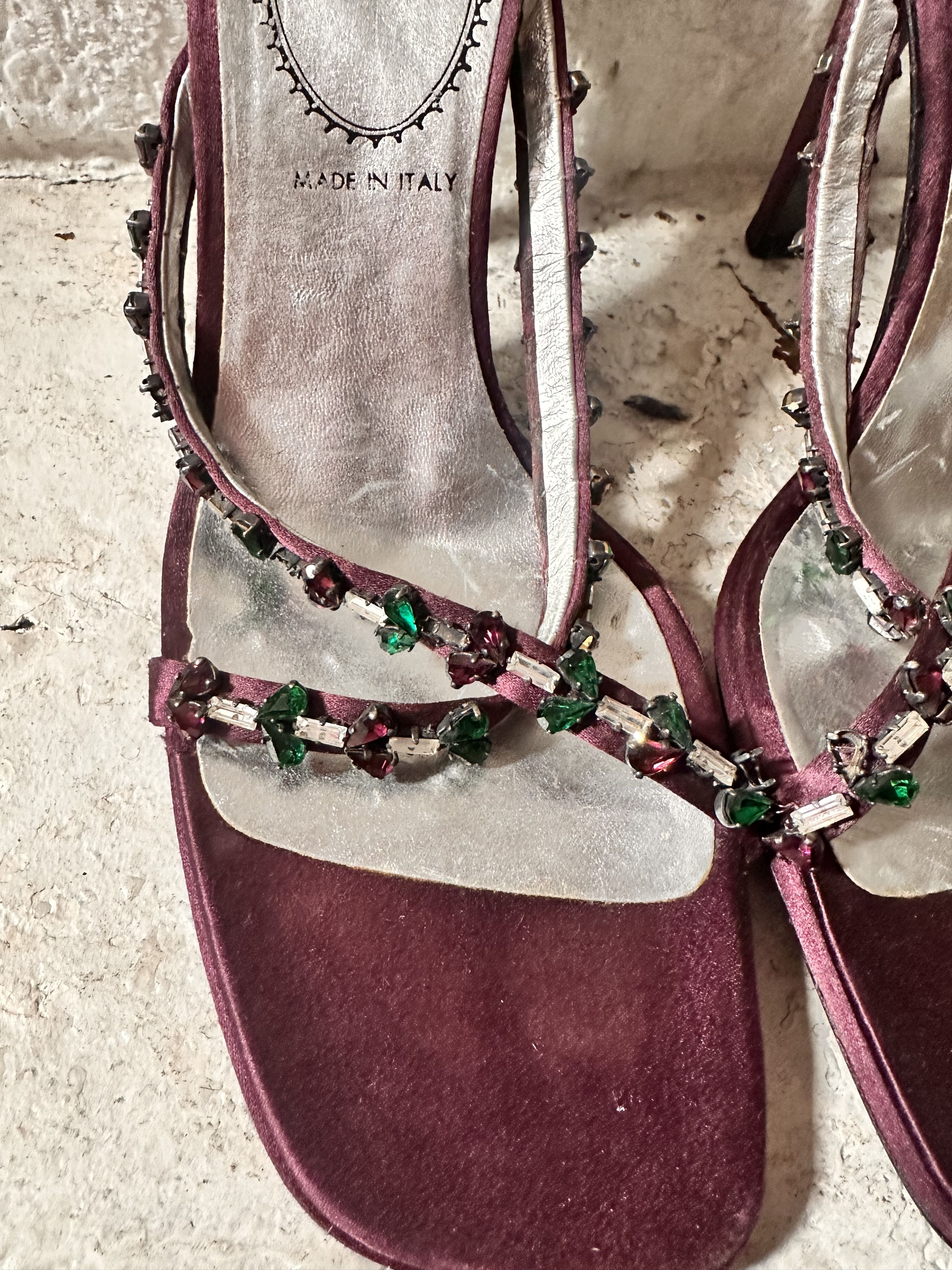 Casadei VINTAGE CASADI CRYSTAL SILK PURPLE EVENING SANDALS_ 9 US Size US 9 / IT 39 - 8 Thumbnail