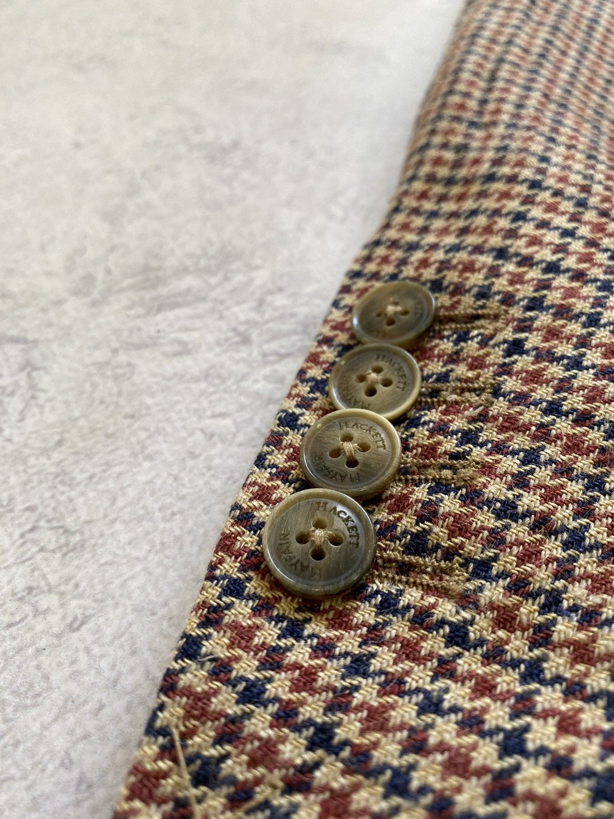 Hackett Hacket London Robert Noble Red/Blue Check Silk/Linen Blazer Size 44R - 4 Thumbnail