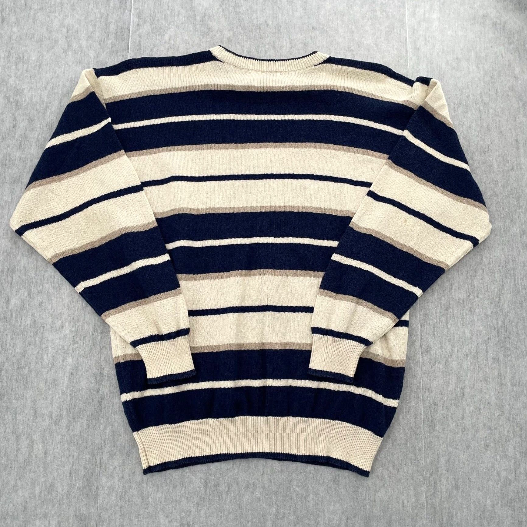 Vintage VINTAGE Tuttle Golf Sweater Adult Large Tan Blue Stripe Cashmere Cotton Classic Mens Size US L / EU 52-54 / 3 - 2 Thumbnail