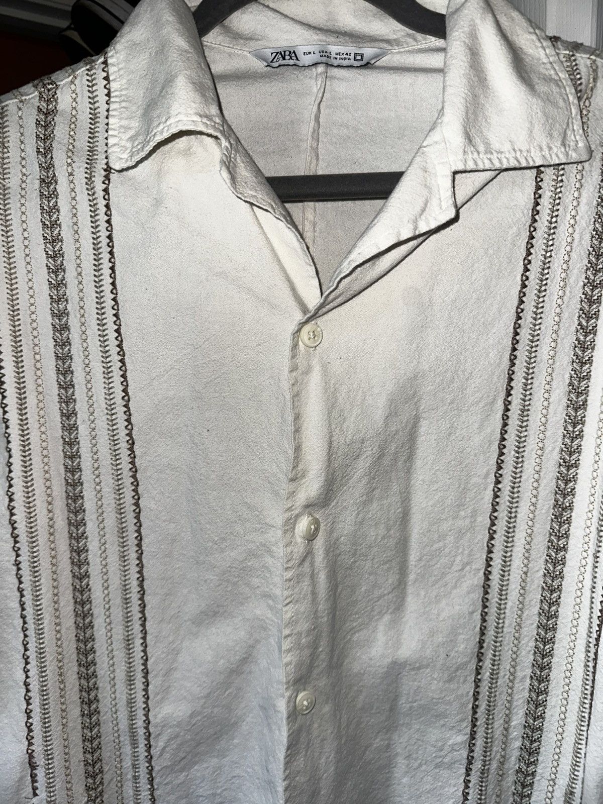 Zara Zara STRIPED SHIRT WITH EMBROIDERY Button up Size US L / EU 52-54 / 3 - 4 Thumbnail