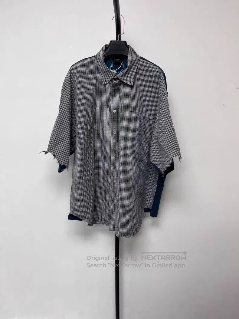 Balenciaga Balenciaga Plaid Cotton Linen Dry Knit Mixed Shirt Size US L / EU 52-54 / 3 - 2 Thumbnail