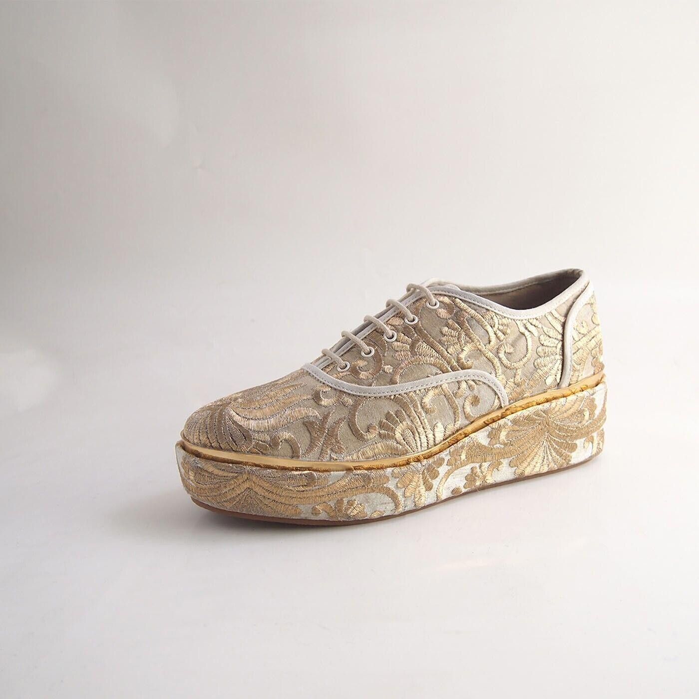 Tory Burch Tory Burch Arden Oxfords Gold Brocade US 7 M EU 37.5 Size US 7 / IT 37 - 1 Thumbnail