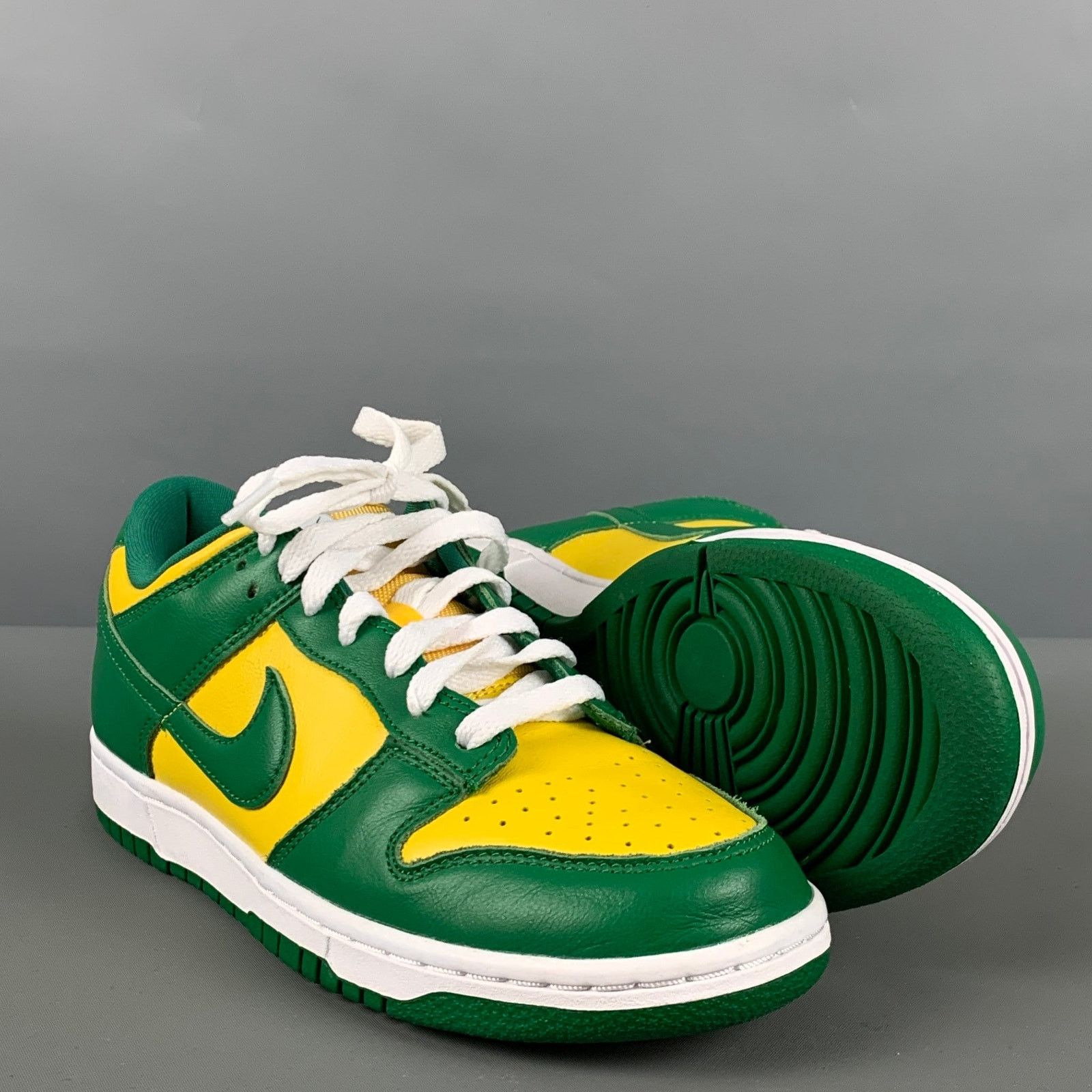 Nike Size 6Y Yellow Green Color Block Leather Low Top Sneakers Size US 6 / EU 39 - 5 Thumbnail