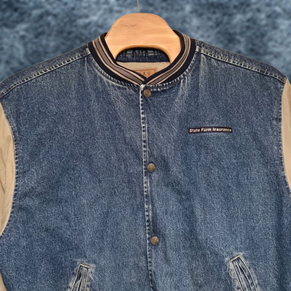 Vintage VINTAGE State Farm Insurance Denim Varsity Bomber Jacket Men’s XXL Promo Rare Jacket Size US XXL / EU 58 / 5 - 1 Thumbnail