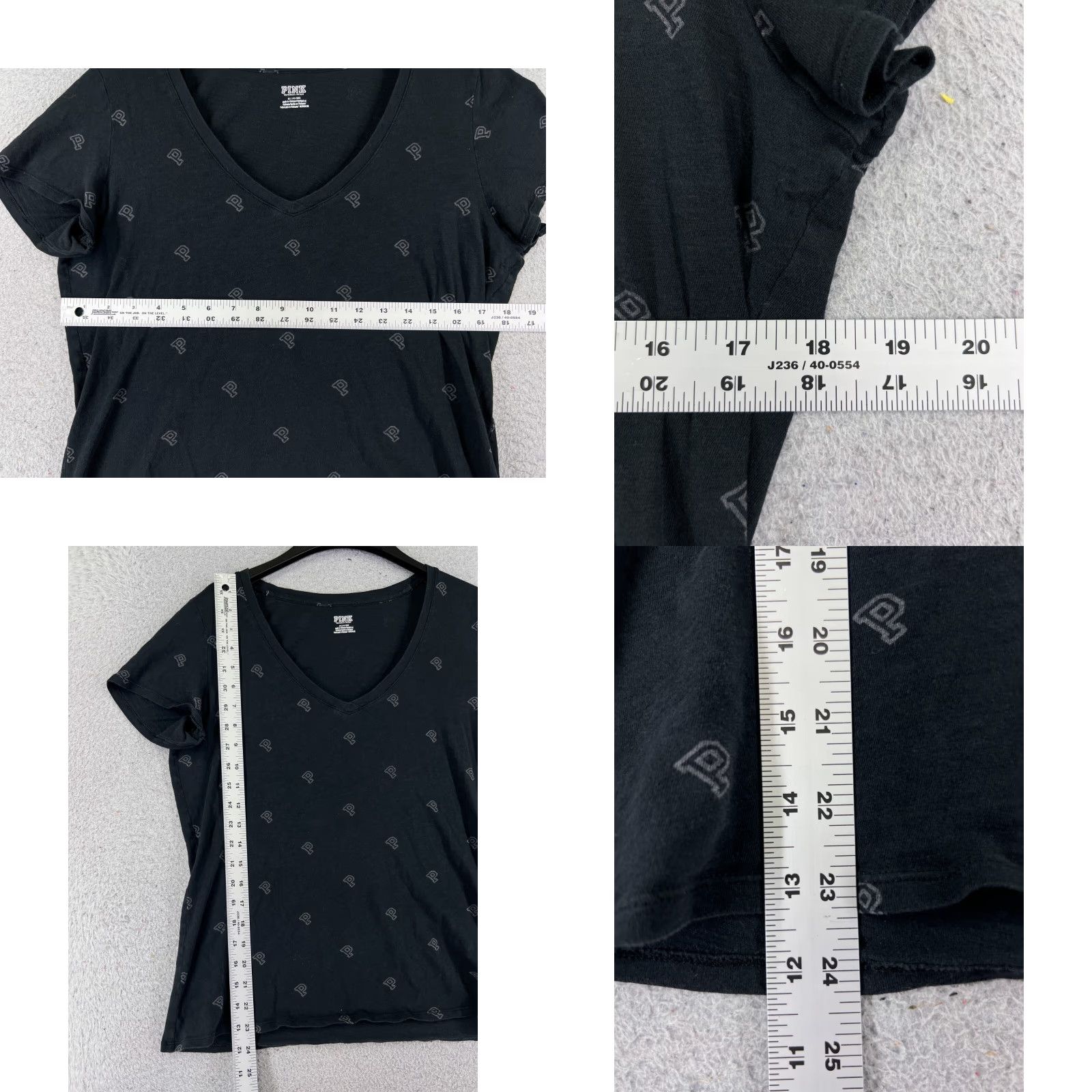 Victoria's Secret Victoria's Secret Shirt Womens Medium Black Short Sleeve V-Neck All Over Print Shirt Size M / US 6-8 / IT 42-44 - 8 Thumbnail