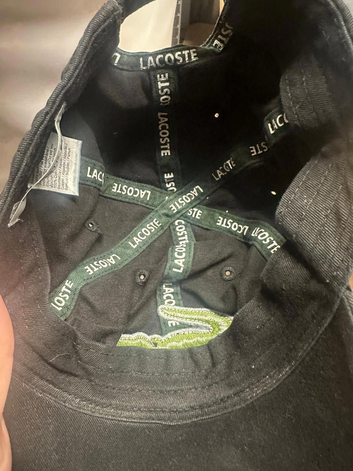 Lacoste Lacoste Black Cotton Cap with Green Crocodile Logo Size ONE SIZE - 7 Thumbnail