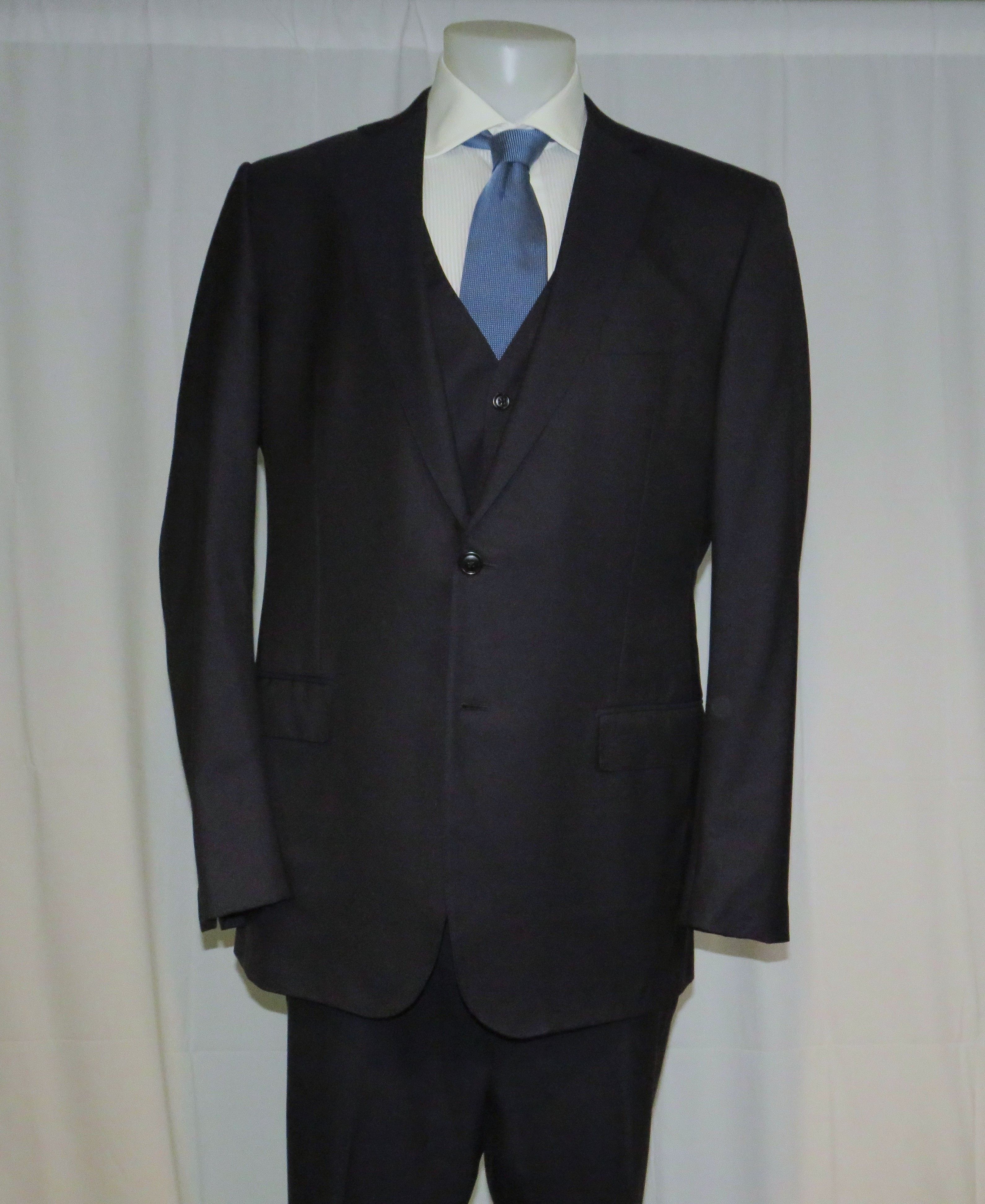 Ermenegildo Zegna Su Misura Exclusive 15milmil15 Navy Three Piece Suit 46L Size 46L - 3 Thumbnail