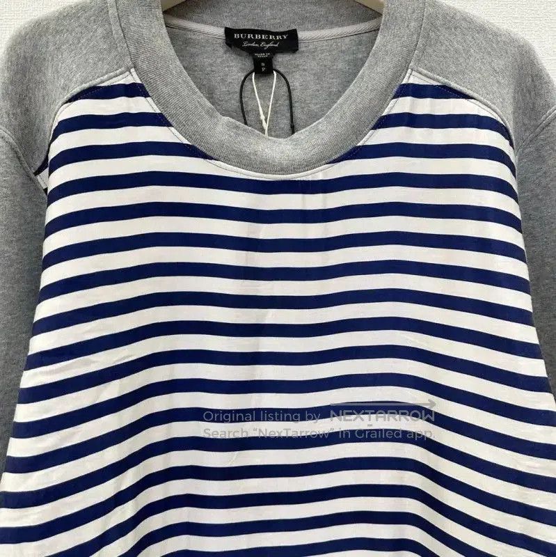 Burberry Burberry Gray Striped Cropped Sweatshirt for Women. Size S / US 4 / IT 40 - 1 Thumbnail