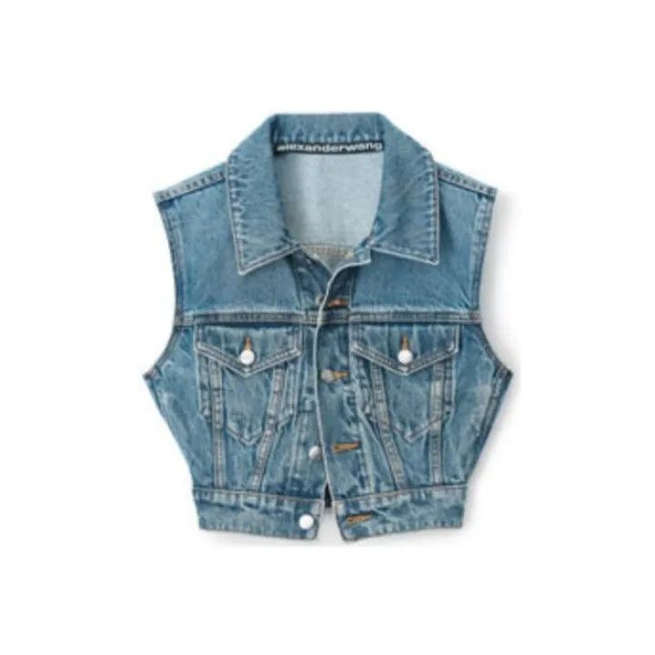 Alexander Wang Alexander Wang Blue Denim Sleeveless Vest 0079 Size S / US 4 / IT 40 - 1 Thumbnail
