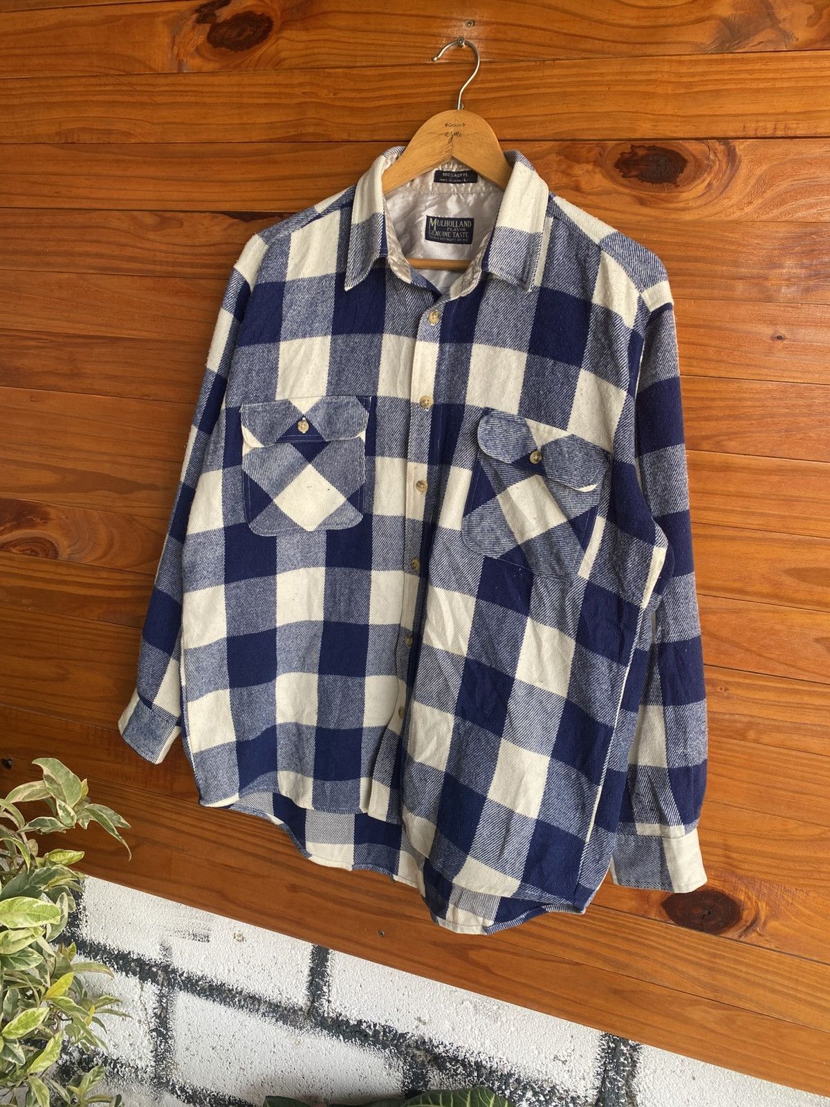 Vintage Mulholland Genuine Taste Blue & White Check Flannel Shirt Size US L / EU 52-54 / 3 - 4 Thumbnail
