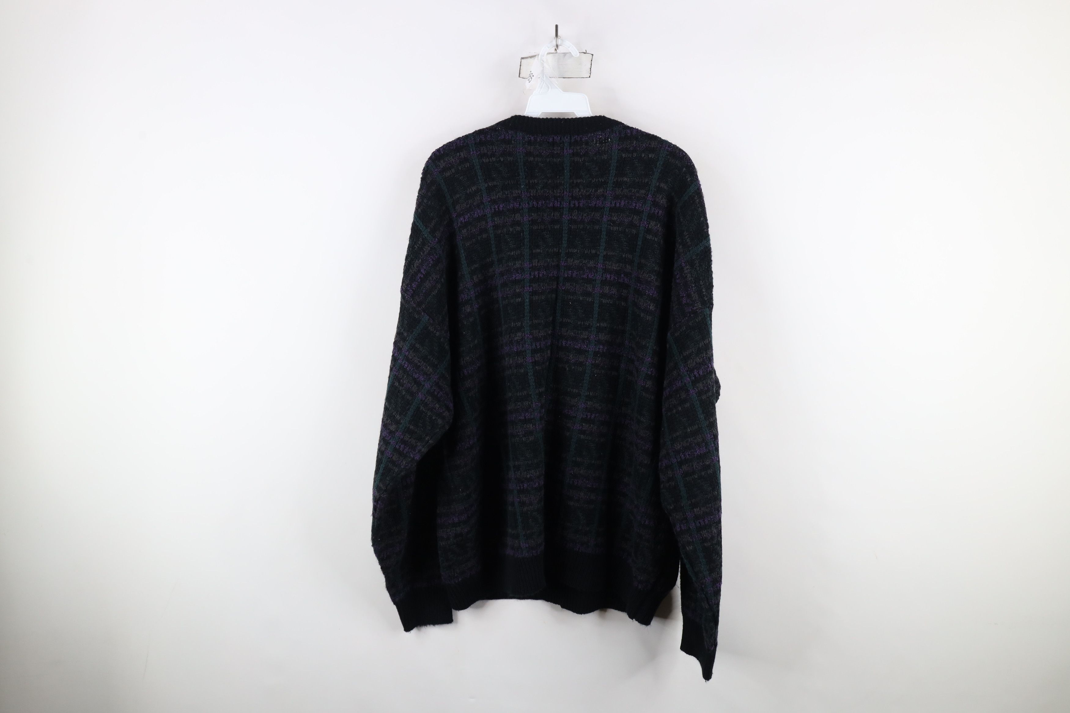 Vintage Vintage 90s Streetwear Rainbow Plaid Knit Crewneck Sweater Size US XXL / EU 58 / 5 - 7 Thumbnail