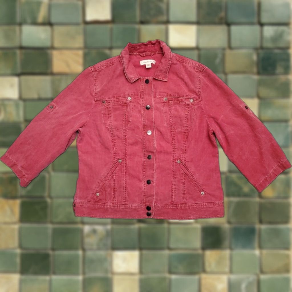 Coldwater Creek VINTAGE Coldwater Creek Jacket Womens 12 Petite Red Tencel Linen Blend 3/4 Sleeve Snap Size XL / US 12-14 / IT 48-50 - 1 Thumbnail