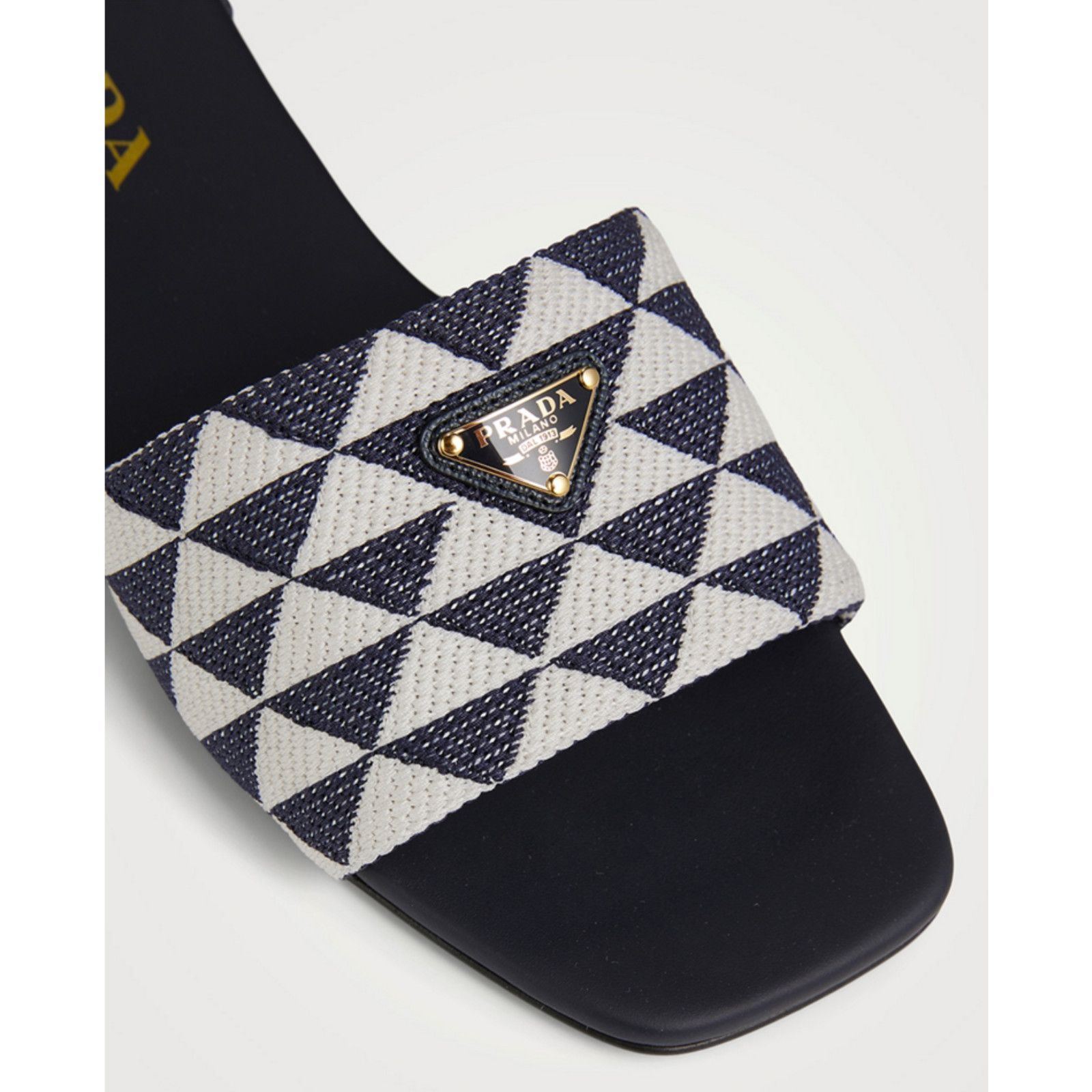 Prada Prada Jacquard Triangle Logo Baltico Talco Blue White Slide Size US 6 / IT 36 - 5 Thumbnail