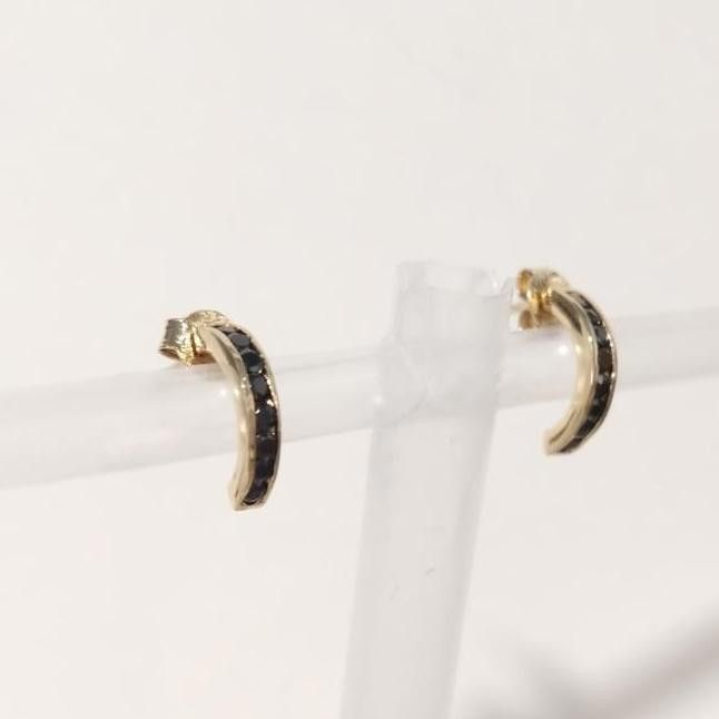 Designer Yellow Gold On 925 Sterling Silver C- Hoop Earrings Signed Size ONE SIZE - 4 Thumbnail