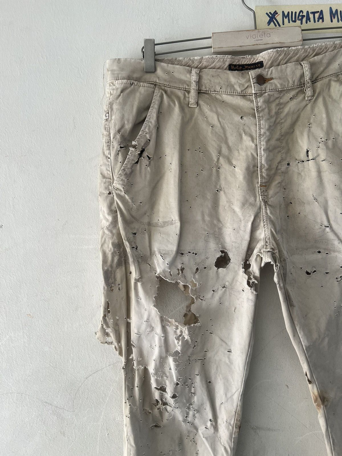 Japanese Brand × Nudie Jeans × Vintage SUPER THRASHED🔥NUDIE JEANS CO CURT KOBAIN STYLE Size US 34 / EU 50 - 5 Thumbnail