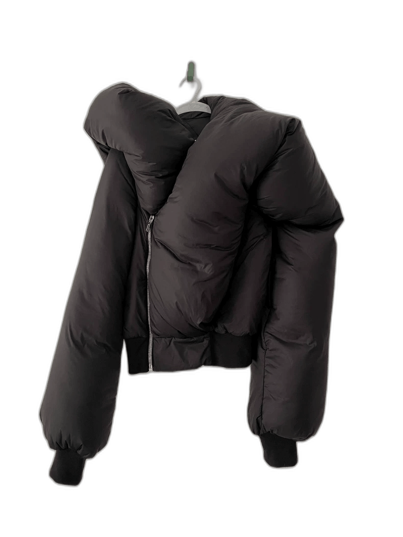 Rick Owens rick owens black asymmetric puffer jacket Size US L / EU 52-54 / 3 - 1 Thumbnail