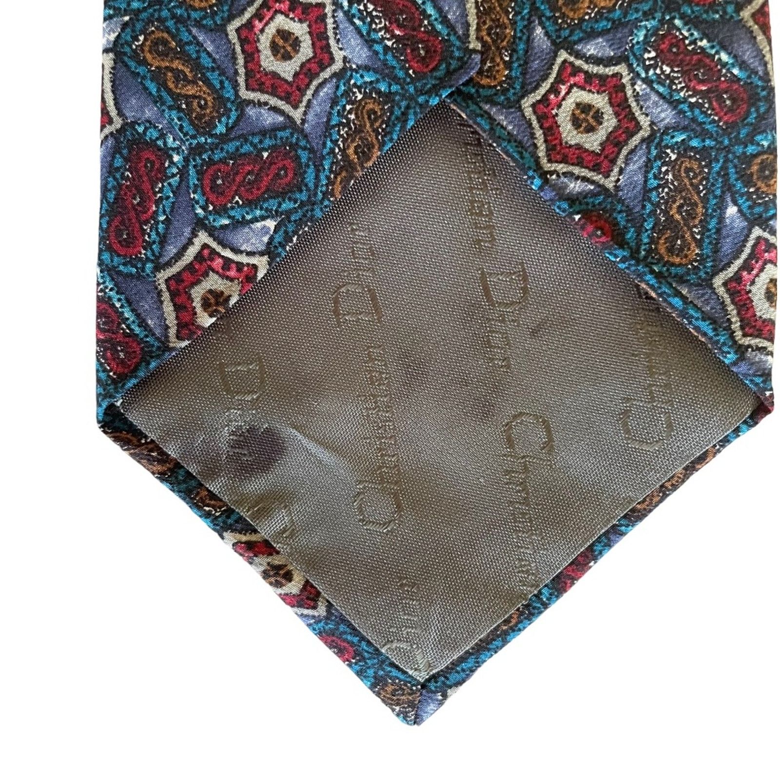 Dior Vintage Christian Dior Monsieur Abstract Blue Silk Tie Size ONE SIZE - 8 Thumbnail