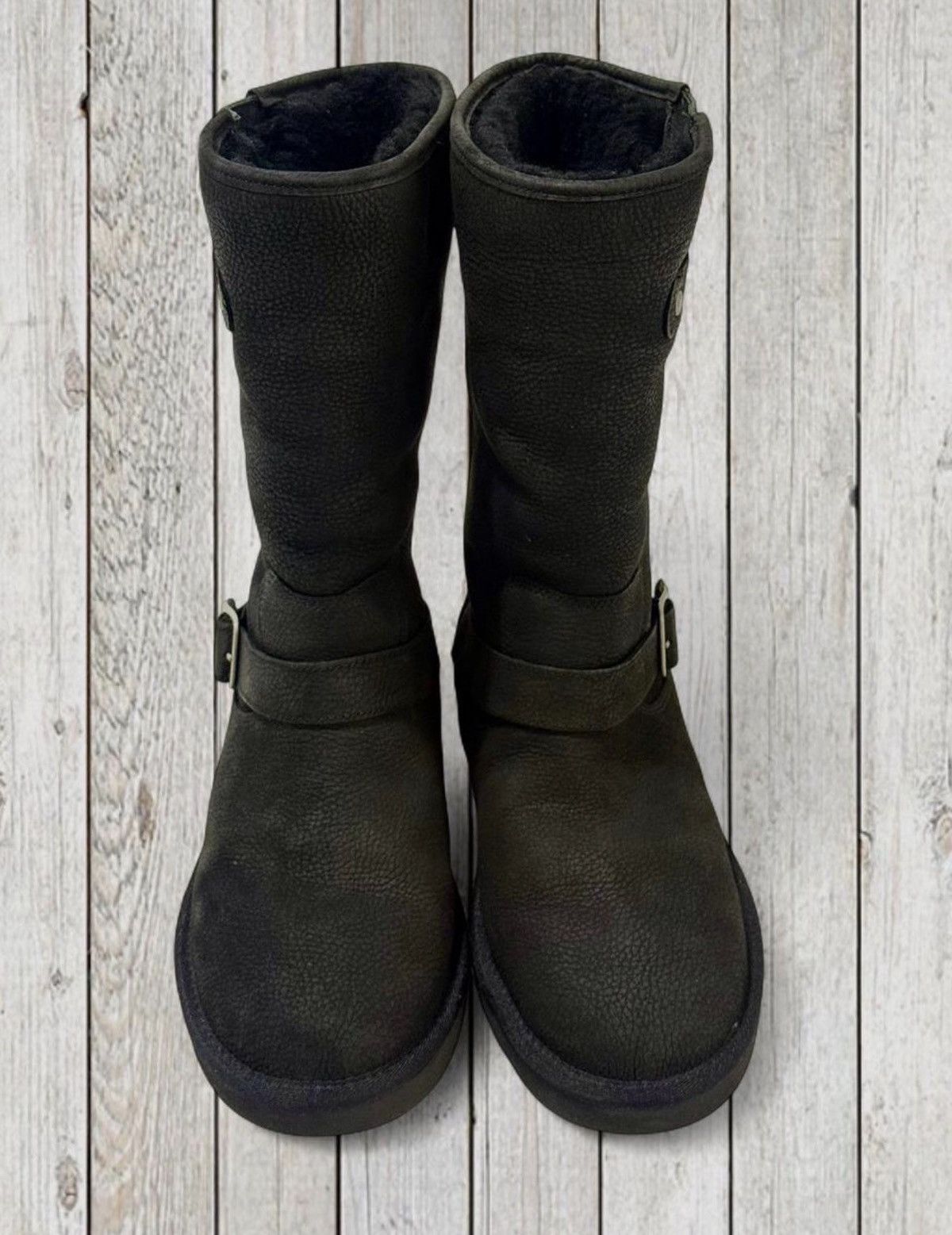 Ugg $240 UGG Sutter Leather Moto Boots - Black | Size: 9 Size US 9 / IT 39 - 3 Thumbnail
