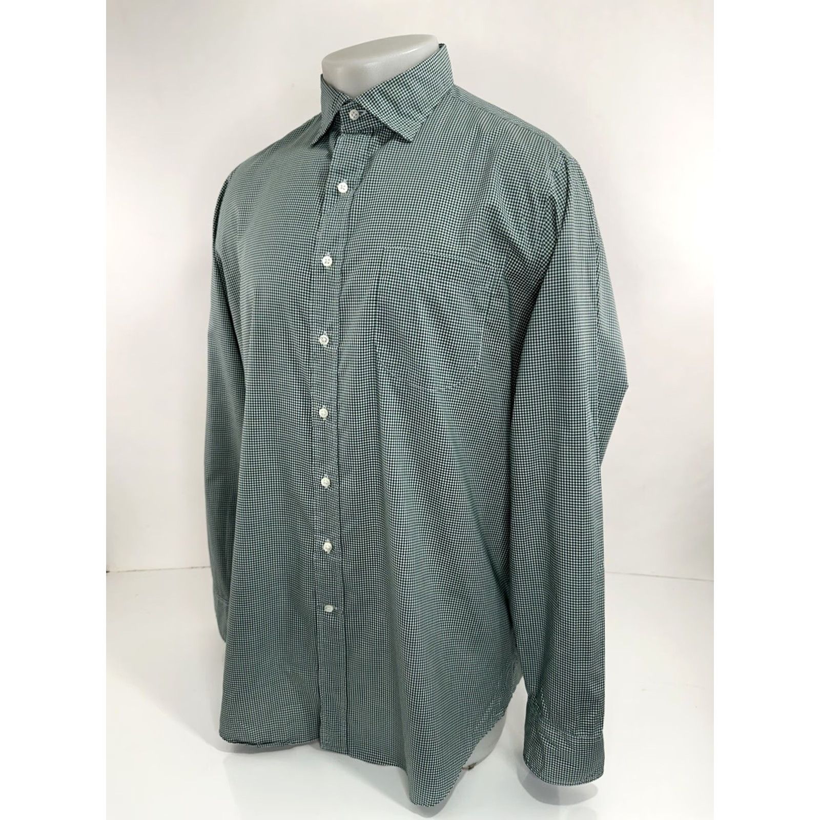 Sid Mashburn Sid Mashburn Plaid L Shirt Mens Long Sleeve Button-Up Green White Check Shirt Size US L / EU 52-54 / 3 - 3 Thumbnail