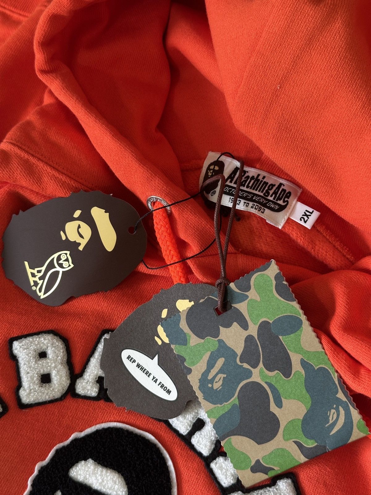Bape × October's Very Own OVO x BAPE Orange Pullover Hoodie Size US XXL / EU 58 / 5 - 4 Thumbnail