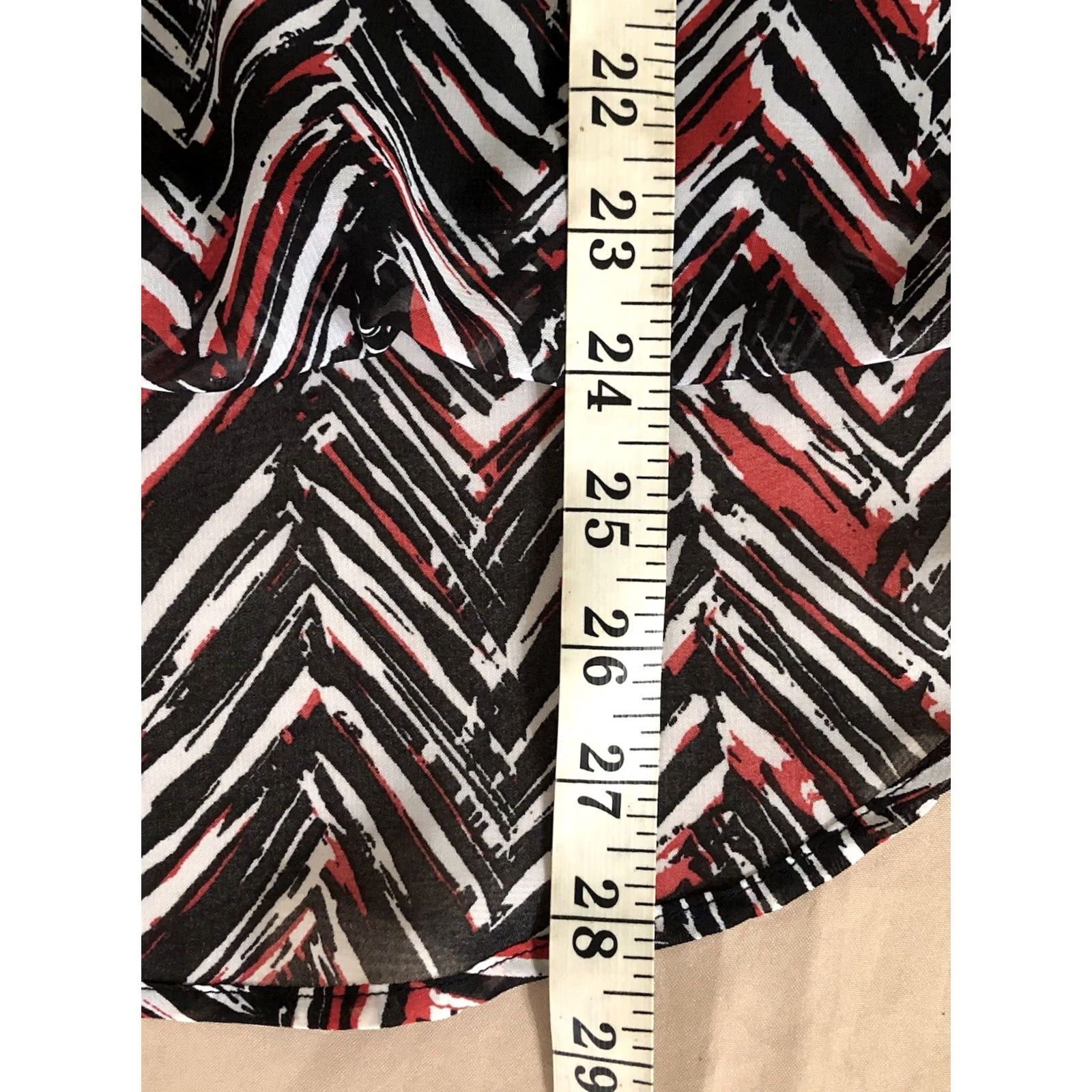 Vintage Anyx Chiffon L Blk/red Mod Geo cut out Neck Balloon Hi Lo Hem 3/4 sleeve Blouse Women XS-MLarge? Size L / US 10 / IT 46 - 5 Thumbnail