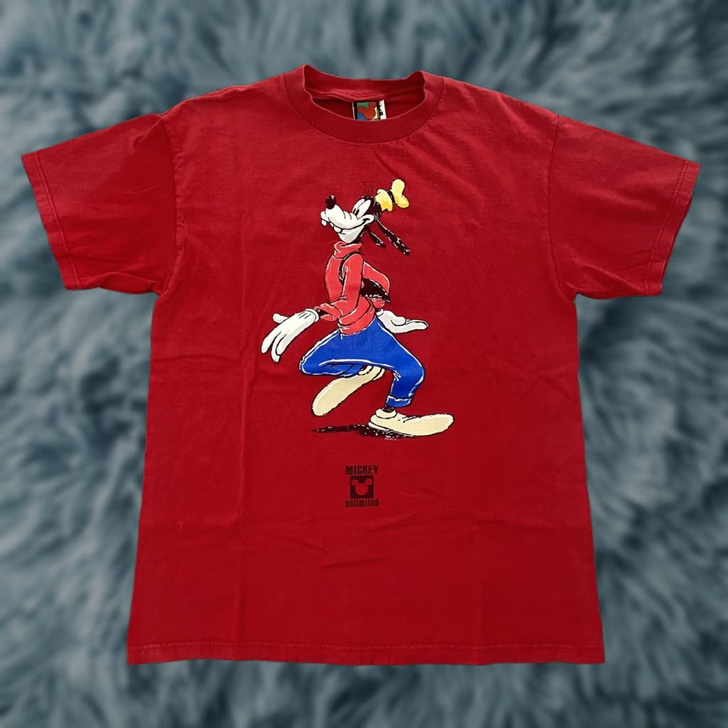 Disney Vintage Disney Mickey Goofy Graphic T-Shirt Adult Large Red Cotton Men Size US L / EU 52-54 / 3 - 1 Thumbnail