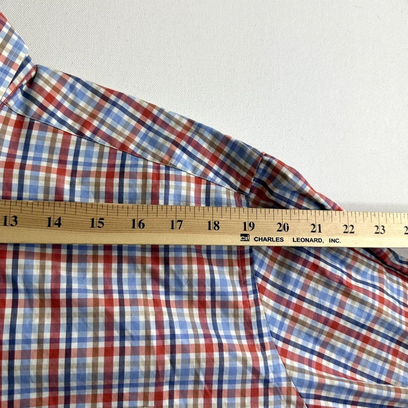 David Donahue David Donahue Dress Shirt Mens 2XL Plaid Button Up Long Sleeve Tartan Blue Multicolor Pattern Casual Formal Business Shirt Size 48R - 7 Thumbnail