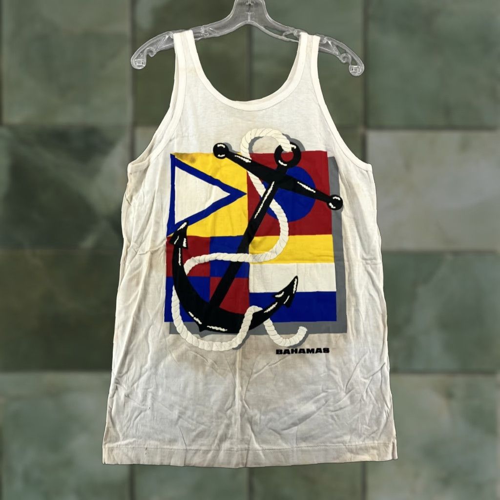 Vintage VINTAGE Double Bull Bahamas Souvenir Graphic Tank Top Men L White Nautical Beach 90s Shirt T-Shirt Tank Top Size US L / EU 52-54 / 3 - 1 Thumbnail