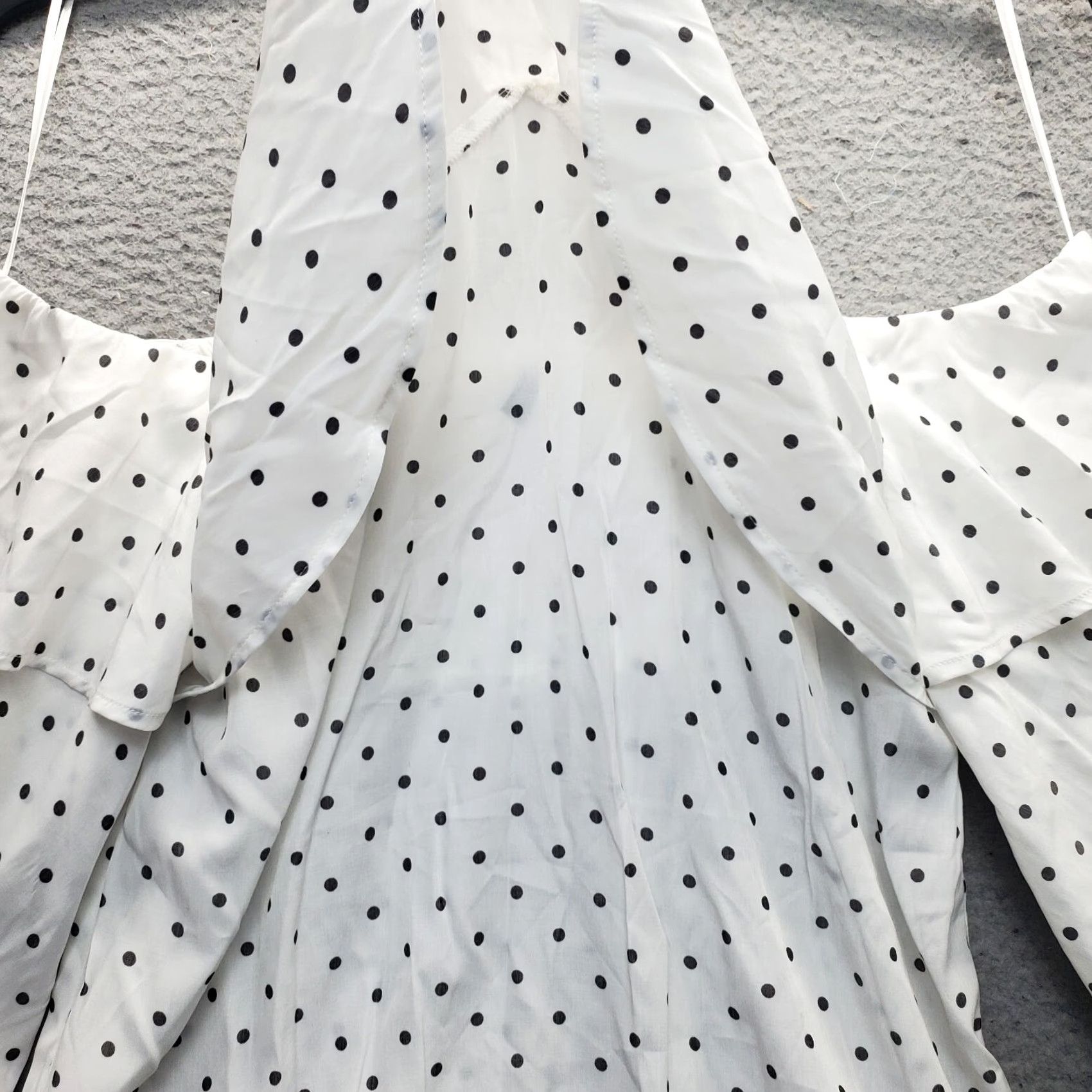 Express Express Blouse Womens S Multicolor Polka Dot Off The Shoulder Ruffle Adjustable Strap Spaghetti Sleeve Medium? Size S / US 4 / IT 40 - 4 Thumbnail