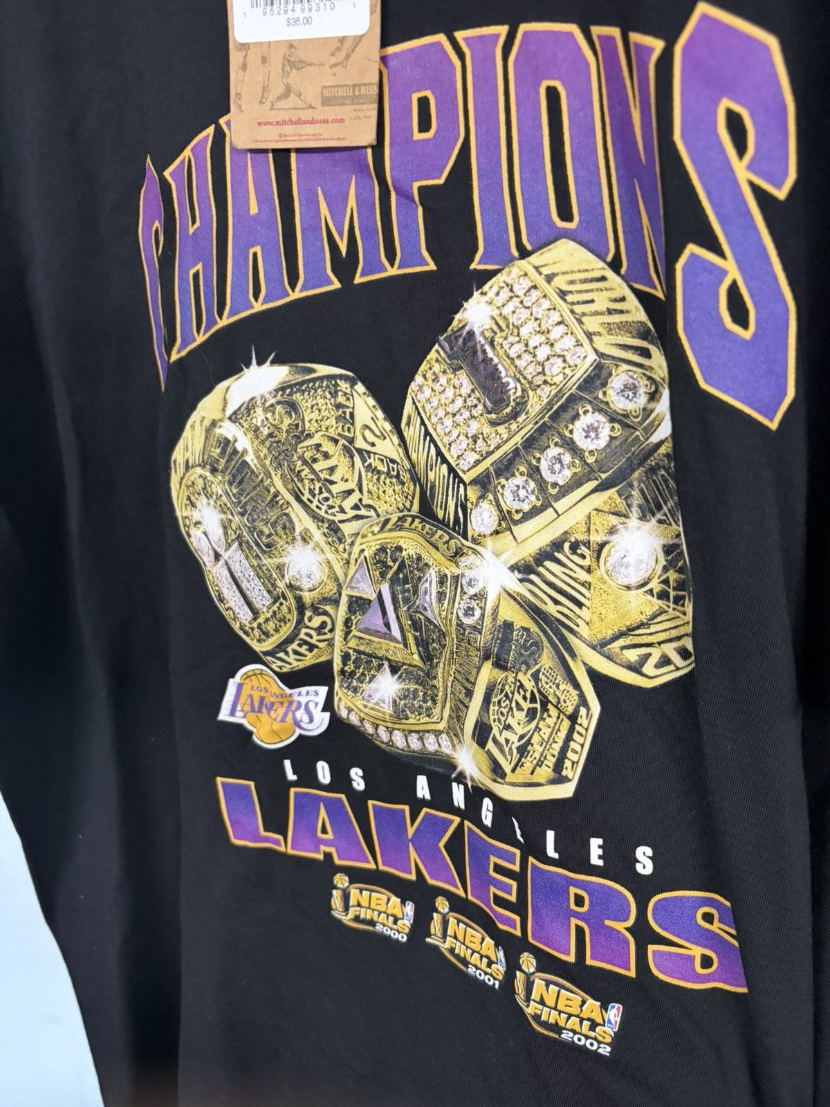 Mitchell & Ness LAKERS MITCHELL & NESS NBA THREE-PEAT rings TEE shirt 2xl wt Size US XXL / EU 58 / 5 - 3 Thumbnail