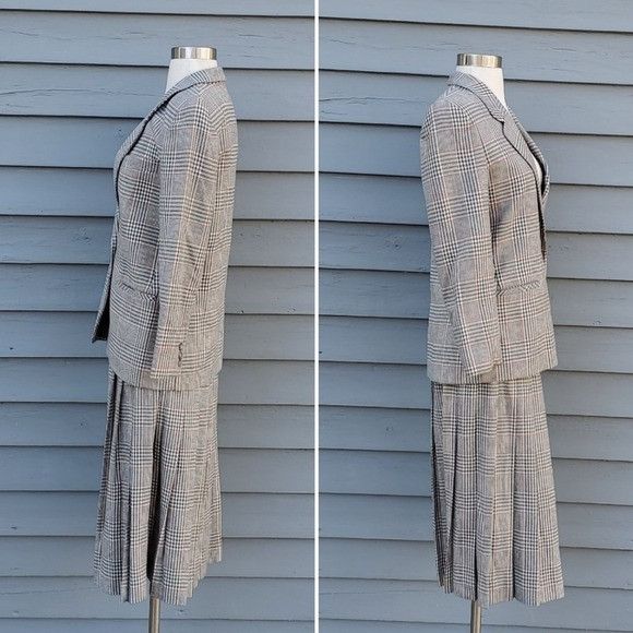 Talbots × Vintage Vintage 90s Talbots Pink Gray Herringbone Glen Plaid Skirt B Size S / US 4 / IT 40 - 7 Thumbnail
