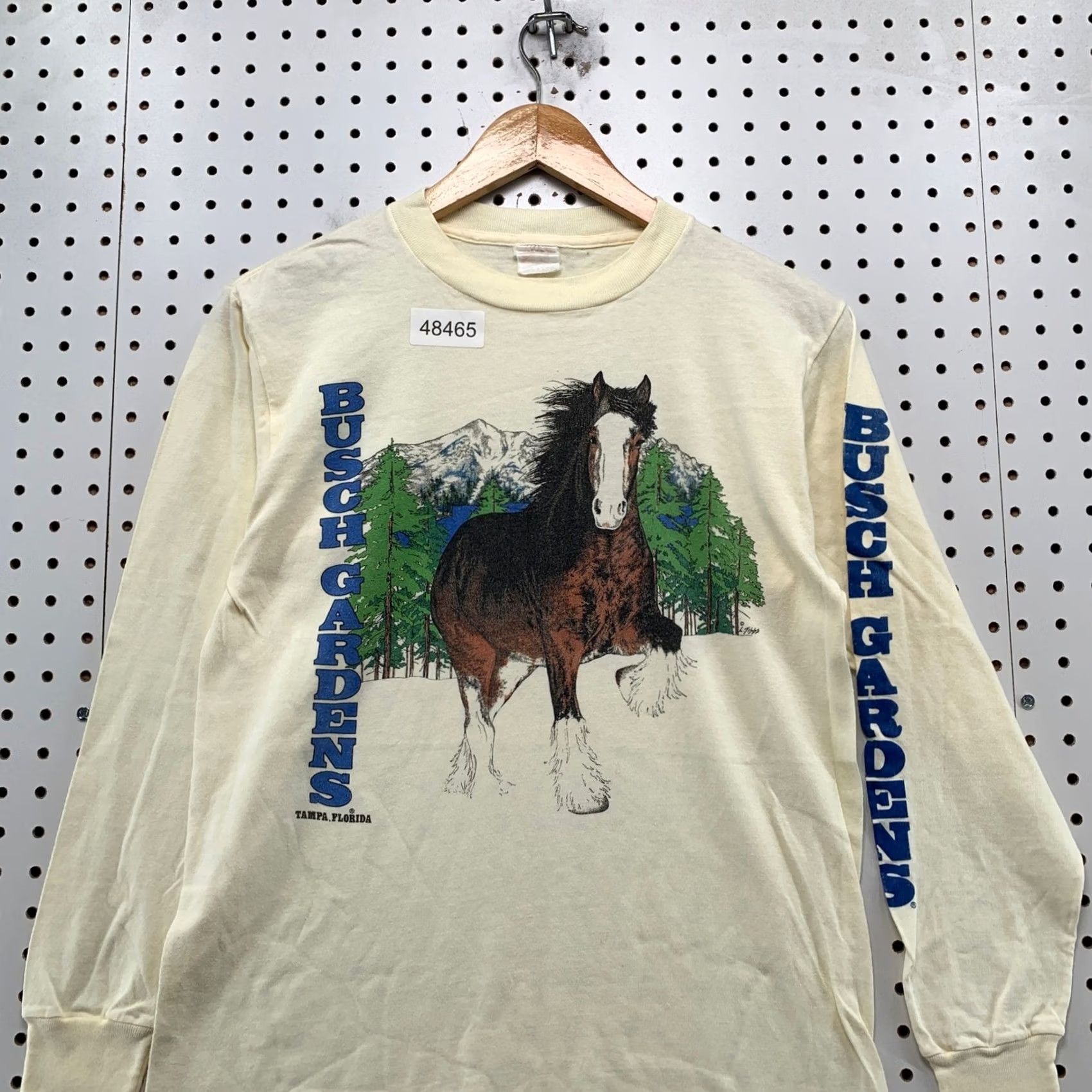 Vintage VINTAGE Busch Gardens T Shirt Mens M Cream 90s Clydesdale Horse Long Sleeve Size US M / EU 48-50 / 2 - 4 Thumbnail