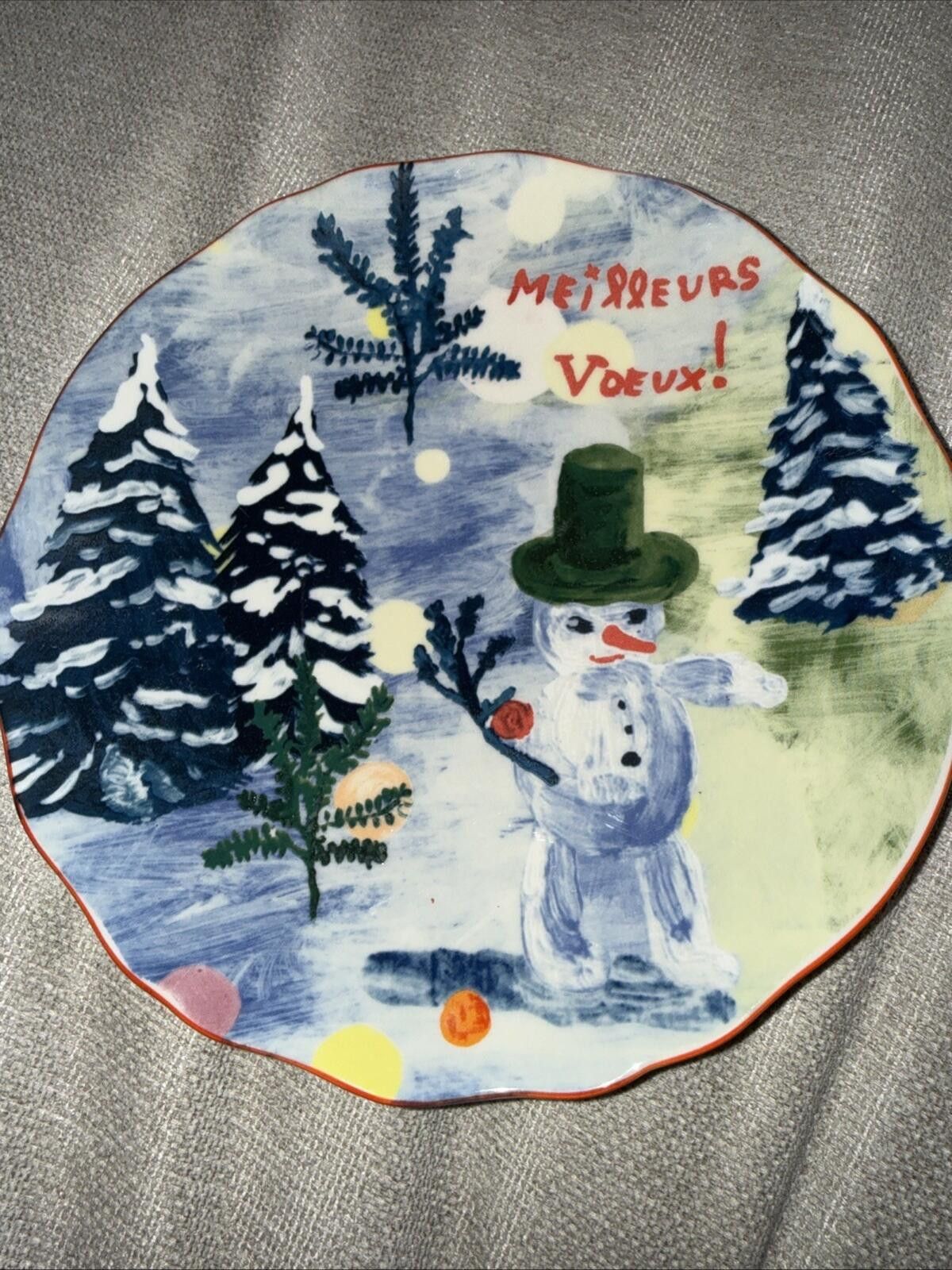 Other Anthropologie Nathalie Lete Salad Plate Snowman Christmas Size ONE SIZE - 4 Thumbnail