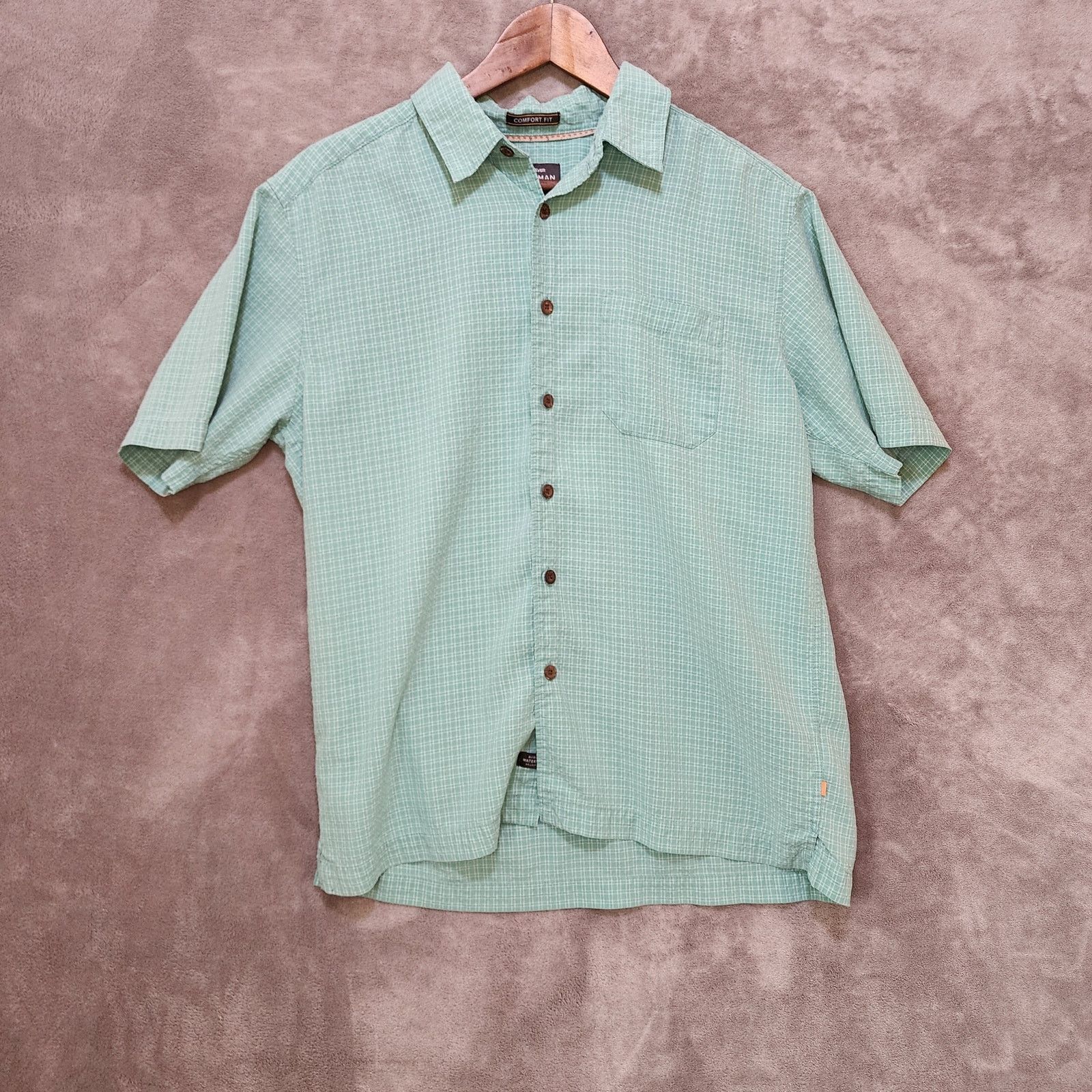 Quiksilver Quiksilver Waterman Green & White Plaid Striped Shirt Mens S Size US S / EU 44-46 / 1 - 2 Thumbnail