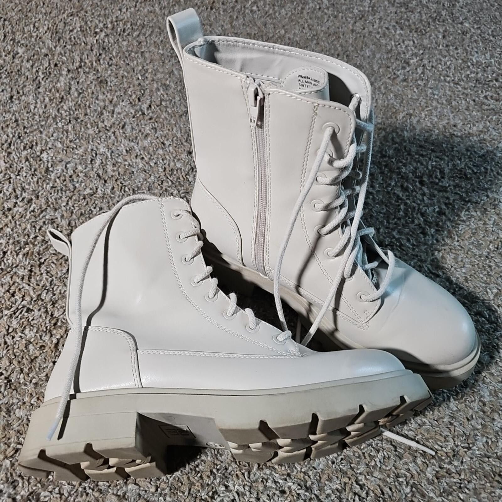 NBDN Nobrandedon NOBO Memory Foam Side Zip Combat Boots White 8½ Size US 8.5 / IT 38.5 - 1 Thumbnail
