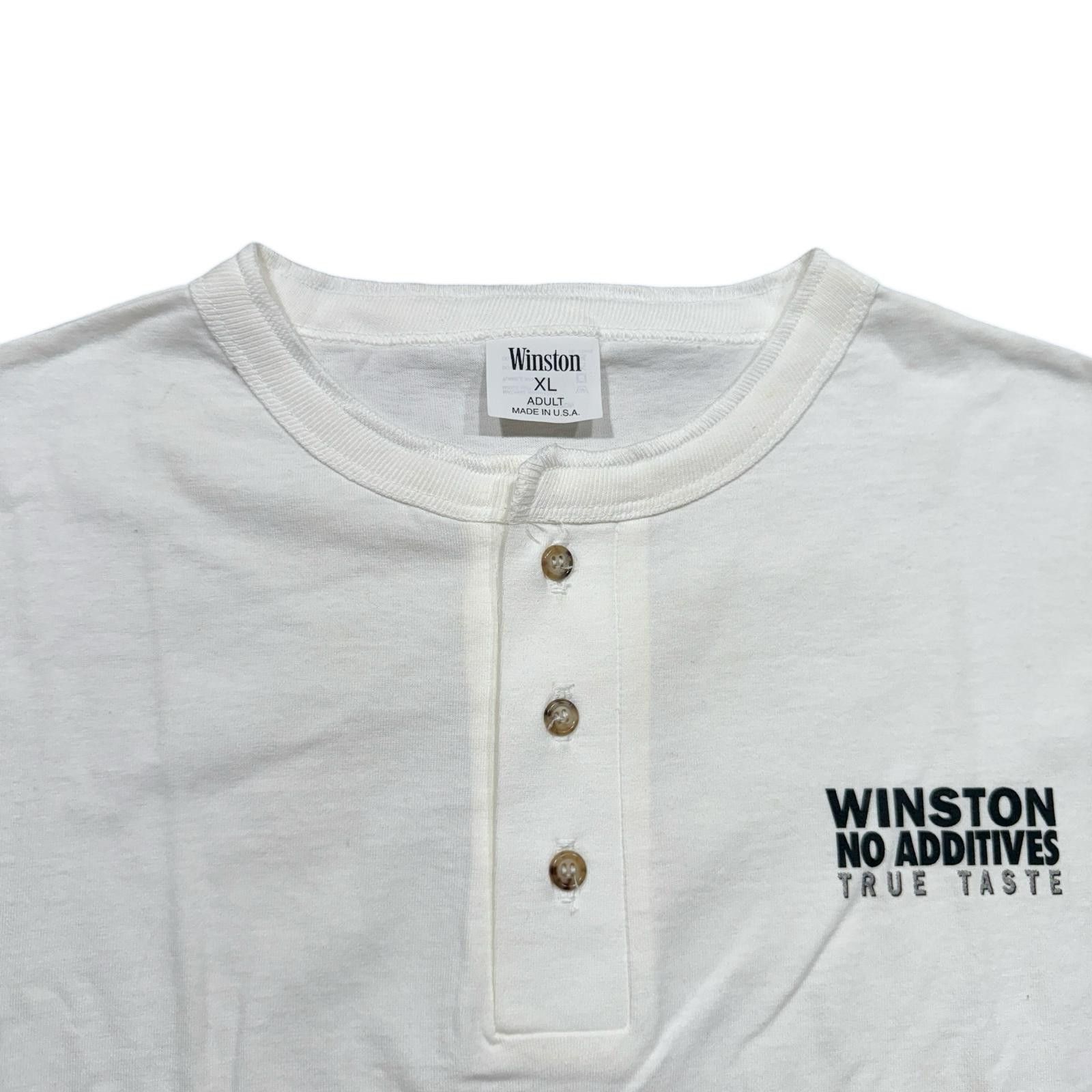 Designer Vintage Winston Cigarettes Butt Naked No Bull Henley T-Shirt Size US XL / EU 56 / 4 - 3 Thumbnail