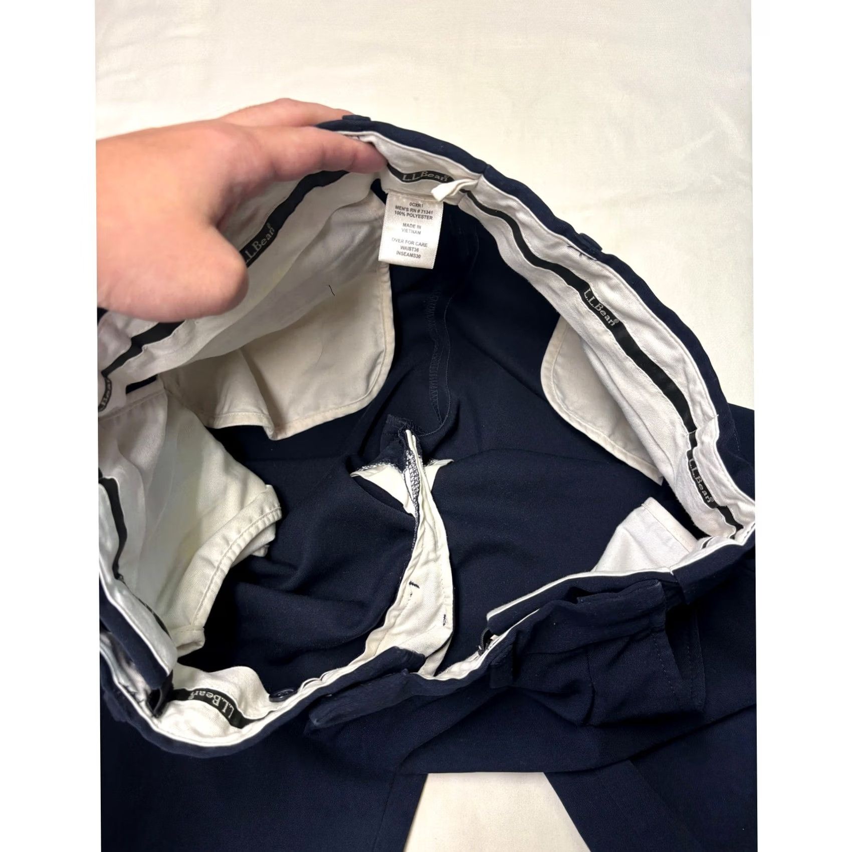 Vintage LL Bean Mens Navy Blue Pleated Pants Polyester Classic Fit Size 36X29 Size US 36 / EU 52 - 4 Thumbnail
