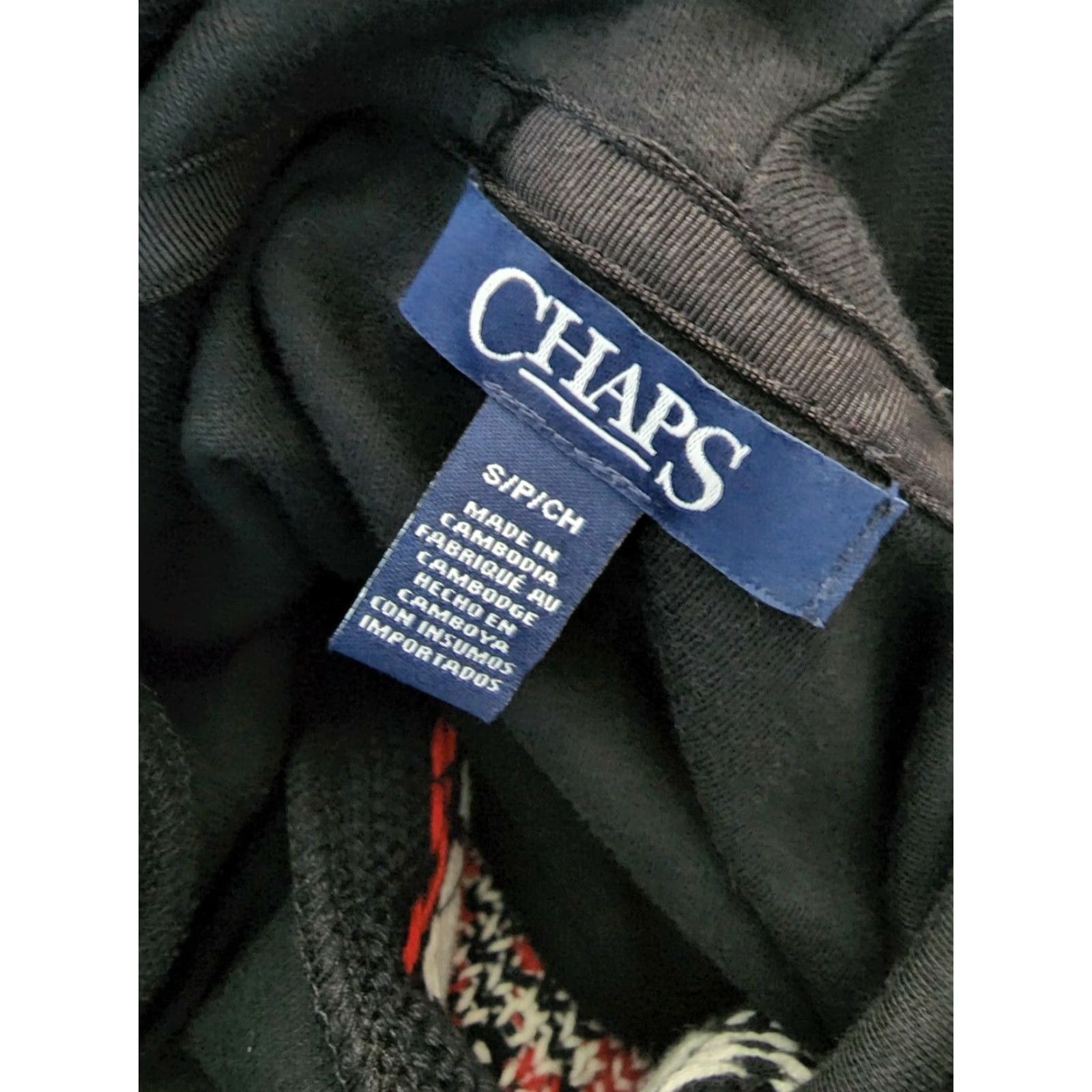 Chaps Chaps Shirt Womens S Cowlneck Drawstring L/S Fair Isle Turtleneck Sweatshirt Black Magenta 90s Size S / US 4 / IT 40 - 5 Thumbnail