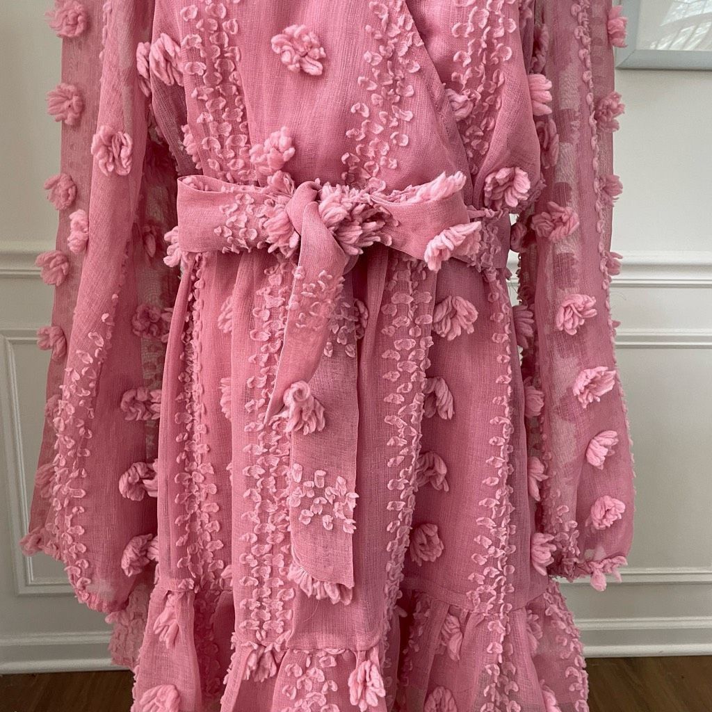 Other A.Calin Flying Tomato Pink Long Sleeve Pom Pom Mini Dress L Size L / US 10 / IT 46 - 3 Thumbnail