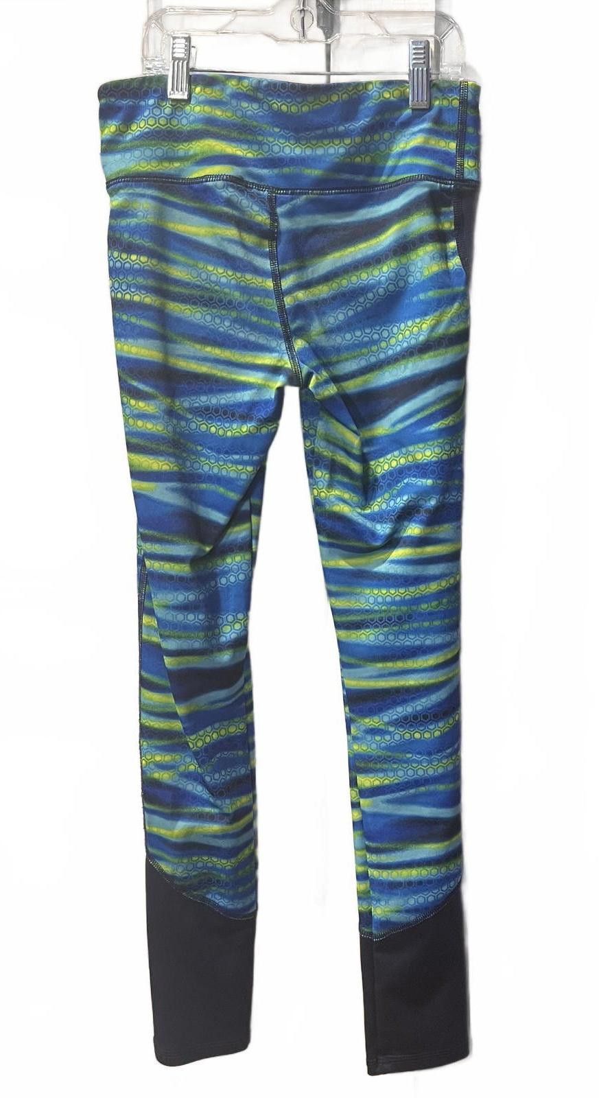 Unknown London Women's Blue and Green Patterned Leggings with Black Accents Size 36" / US 14 / IT 50 - 2 Thumbnail