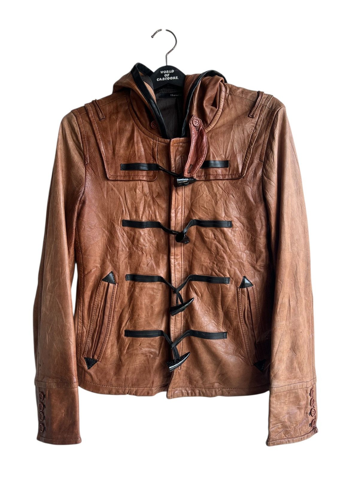Ekam Haruf Japan Patina Sheepskin Leather Hoodie Toggle Jacket Size US M / EU 48-50 / 2 - 4 Thumbnail