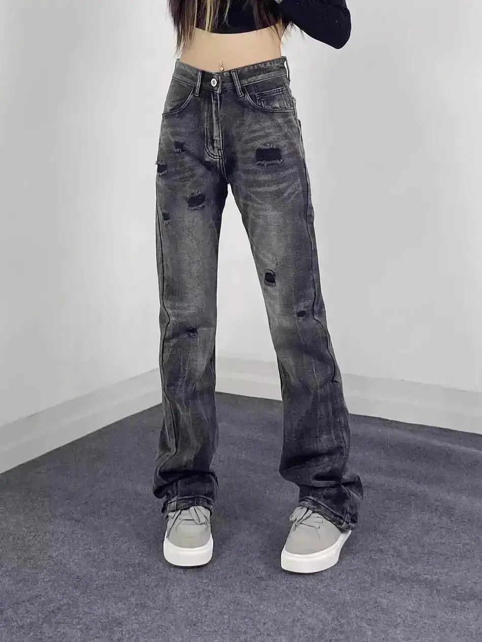 Japanese Brand Retro slim fit micro flared distressed jeans Size US 32 / EU 48 - 1 Thumbnail