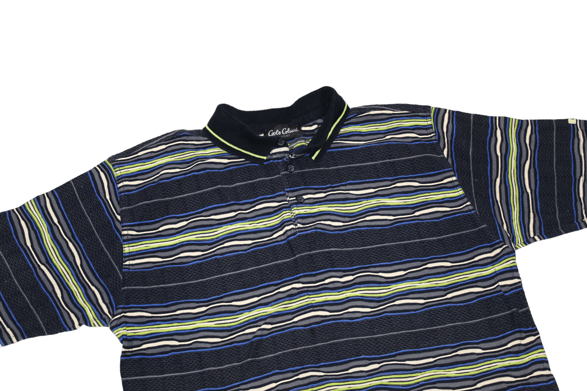 Carlo Colucci VTG Carlo Colucci Cotton Blend Chunky Woven Baggy Polo Shirt Size US L / EU 52-54 / 3 - 2 Thumbnail