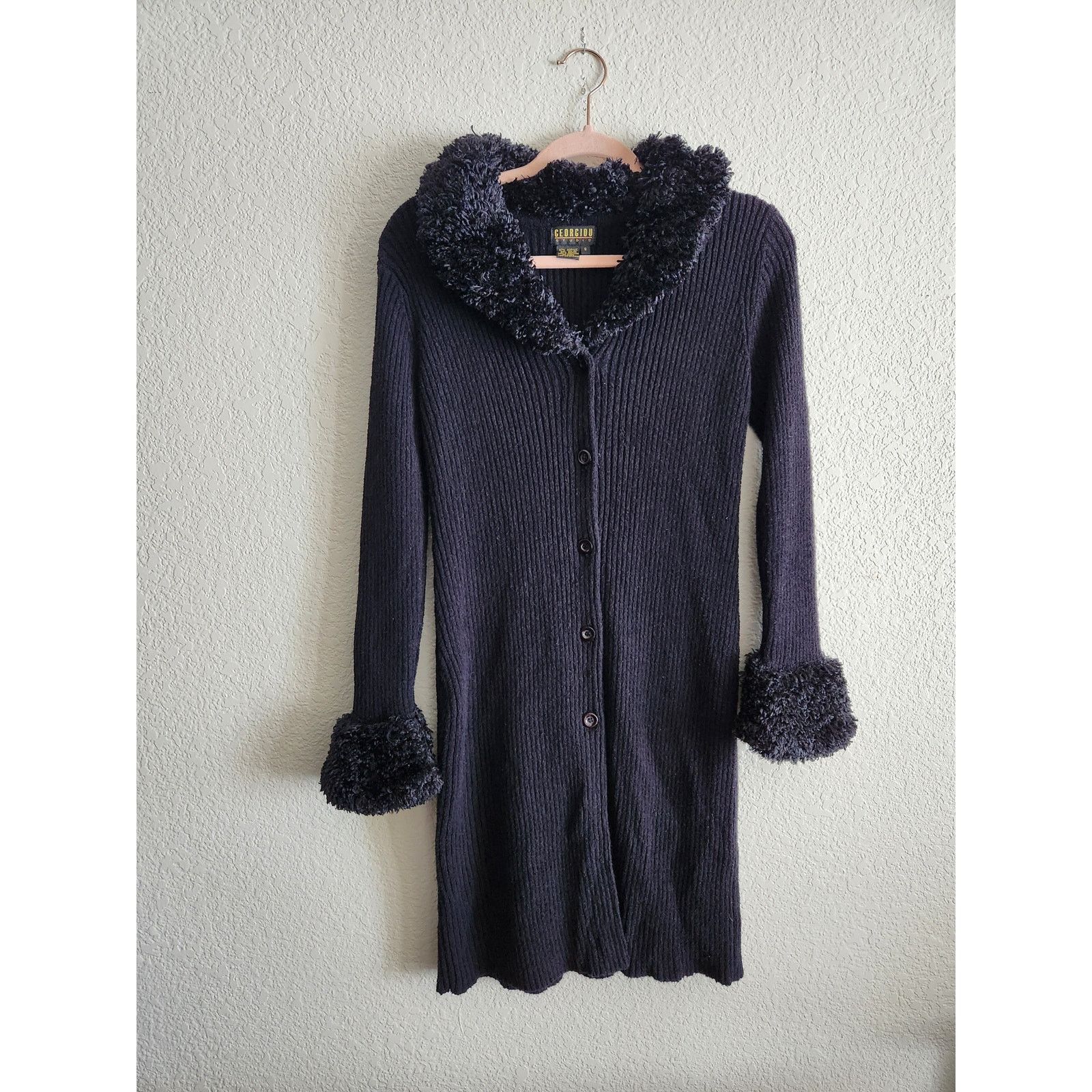 Other Y2k Georgiou Studio Women's Faux Fur Trim Long Sweater-Small Size S / US 4 / IT 40 - 1 Thumbnail