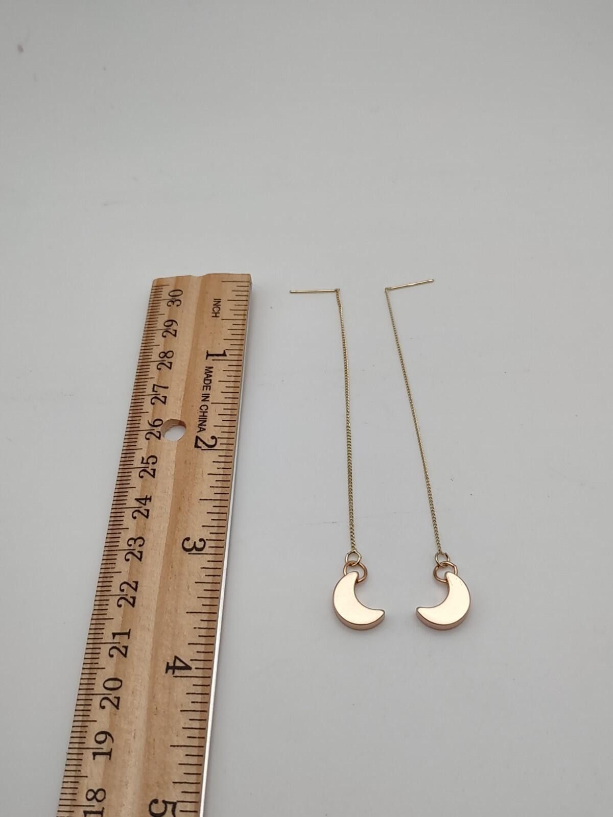 The Unbranded Brand Sterling Silver Crescent Moon Threader Earrings 925 Size ONE SIZE - 4 Thumbnail