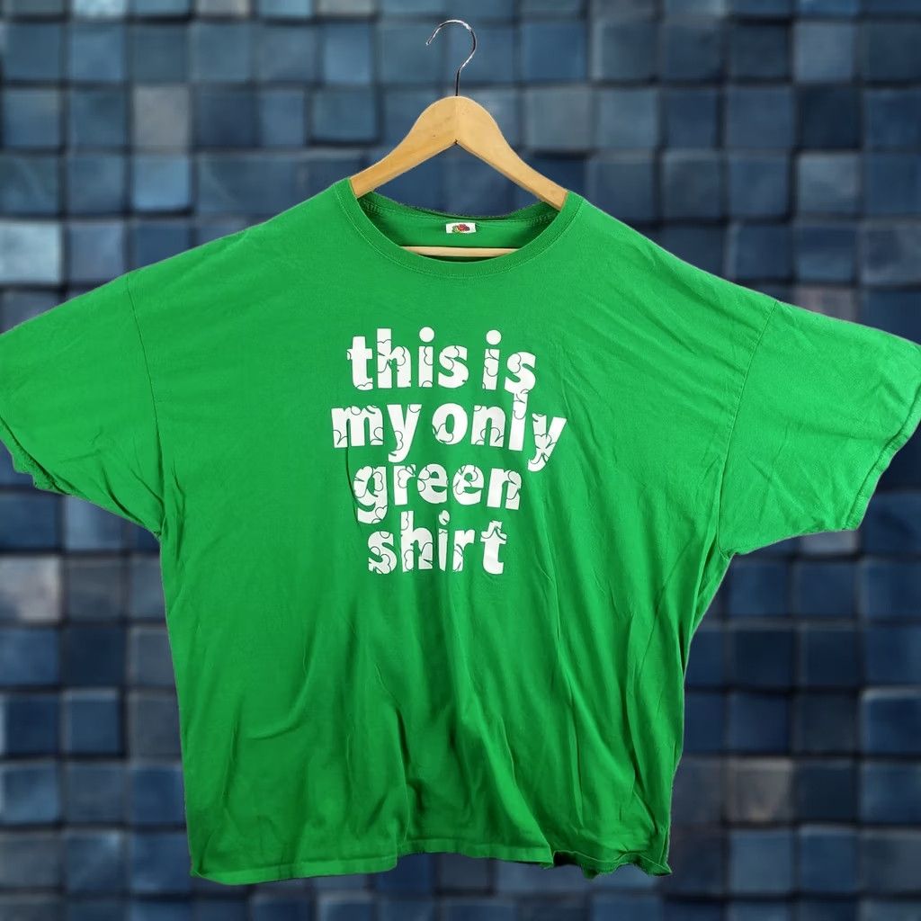 Fruit Of The Loom St. Patrick's Day Shirt Adult 2XL Green Cotton T-Shirt Logo Holiday Mens My only Green Tee Flaw Vintage No Size US XXL / EU 58 / 5 - 1 Thumbnail