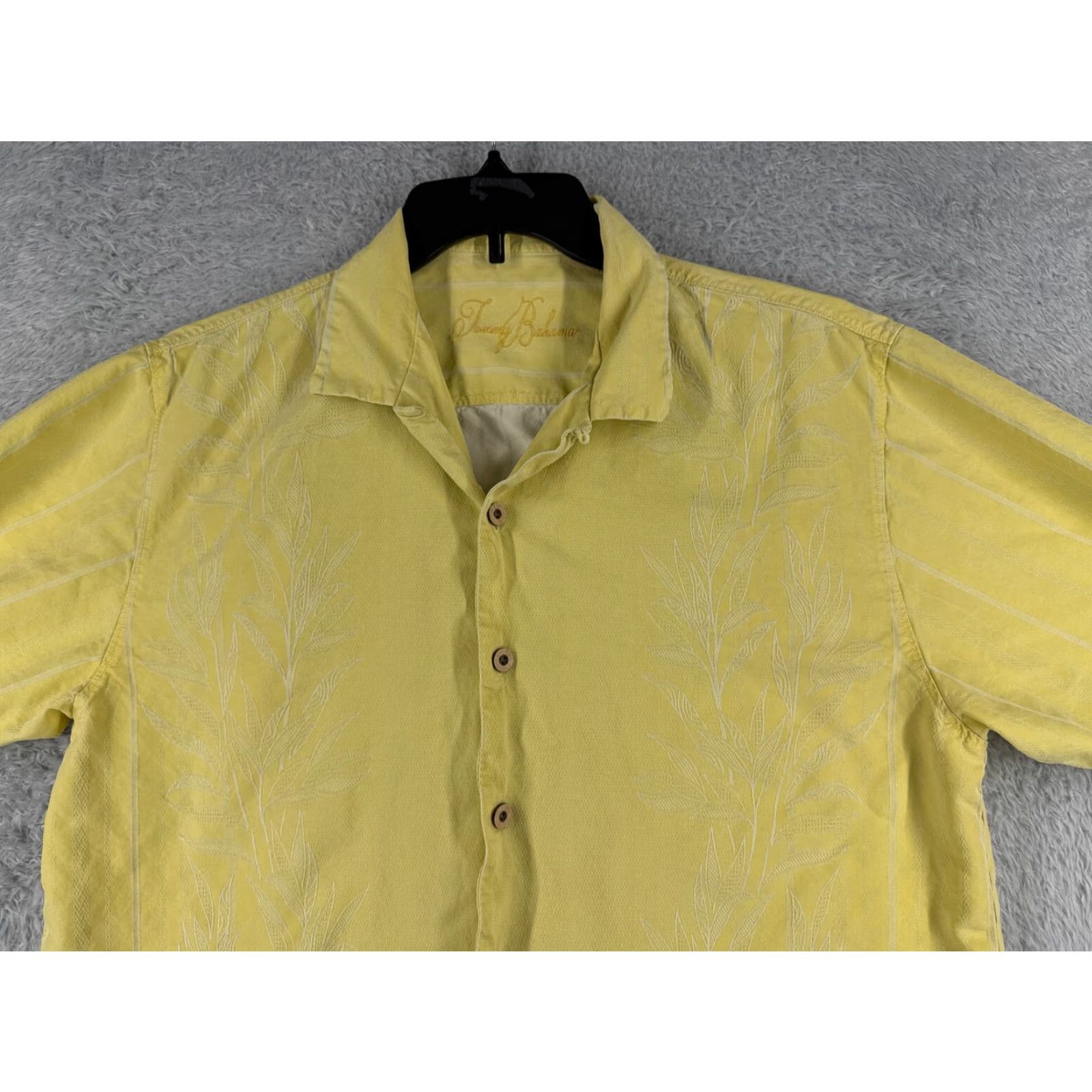 Tommy Bahama Tommy Bahama Shirt Men Large Yellow Leaf Hawaiian 100% Silk Button Pocket Casual Shirt 40 in Chest Size US L / EU 52-54 / 3 - 4 Thumbnail